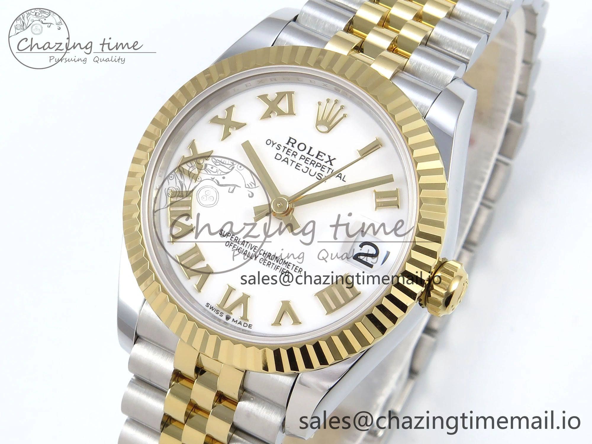 Lightweight DateJust 31 278273 ARF 1:1 Best Edition 904L Steel White Roman Dial on SS YG Jubilee Bracelet ETA 568