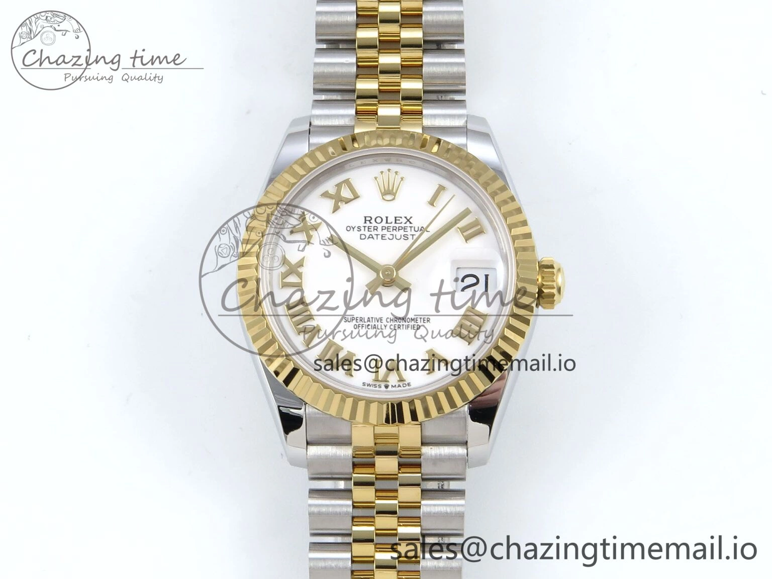 Lightweight DateJust 31 278273 ARF 1:1 Best Edition 904L Steel White Roman Dial on SS YG Jubilee Bracelet ETA 568