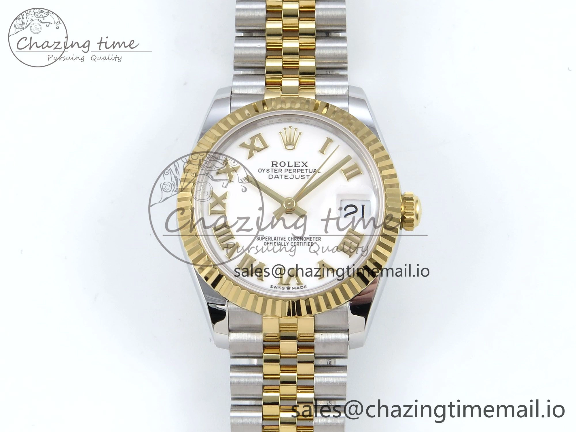 Lightweight DateJust 31 278273 ARF 1:1 Best Edition 904L Steel White Roman Dial on SS YG Jubilee Bracelet ETA 568
