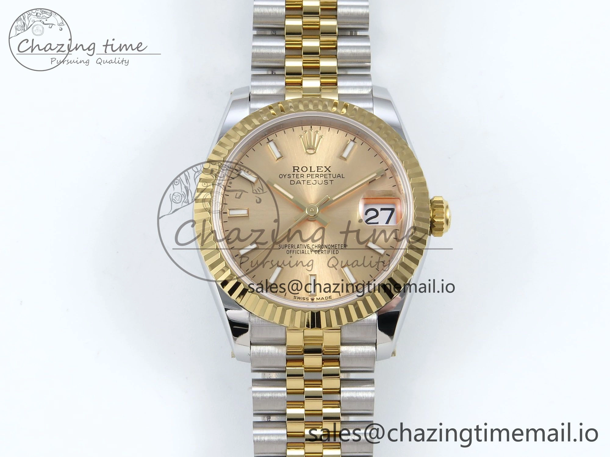 DateJust 31 278273 ARF 1:1 Best Edition 904L Steel YG Dial Stick Marker on SS YG Jubilee Bracelet ETA Upgraded 573