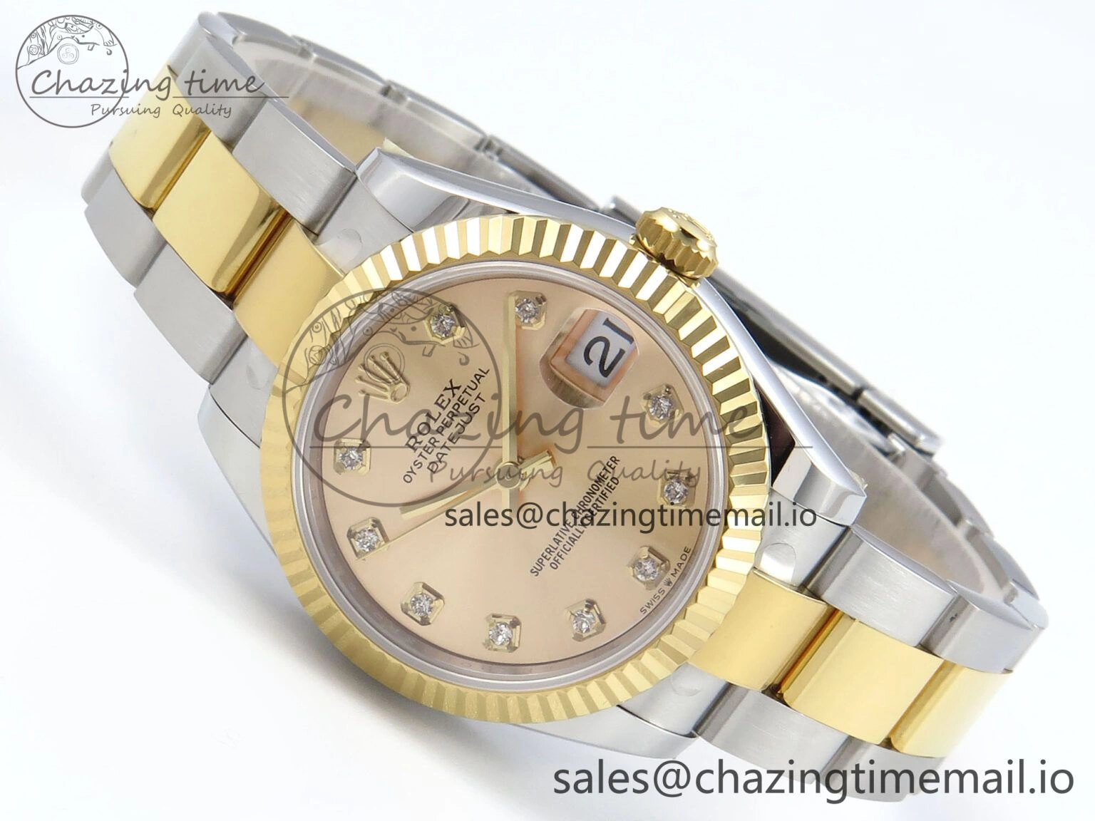 Unisex DateJust 31 278273 ARF 1:1 Best Edition 904L Steel YG Diamonds Dial on SS YG Oyster Bracelet ETA 576