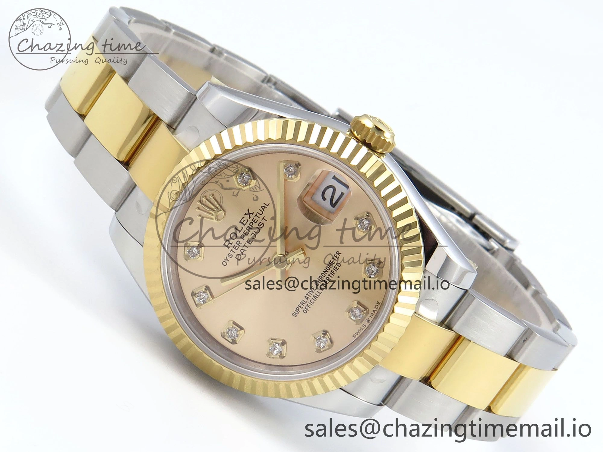 Unisex DateJust 31 278273 ARF 1:1 Best Edition 904L Steel YG Diamonds Dial on SS YG Oyster Bracelet ETA 576