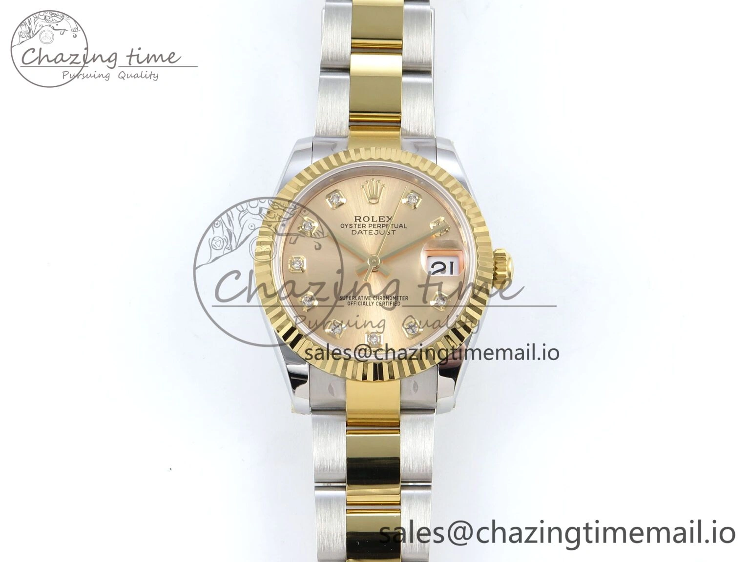 Unisex DateJust 31 278273 ARF 1:1 Best Edition 904L Steel YG Diamonds Dial on SS YG Oyster Bracelet ETA 576