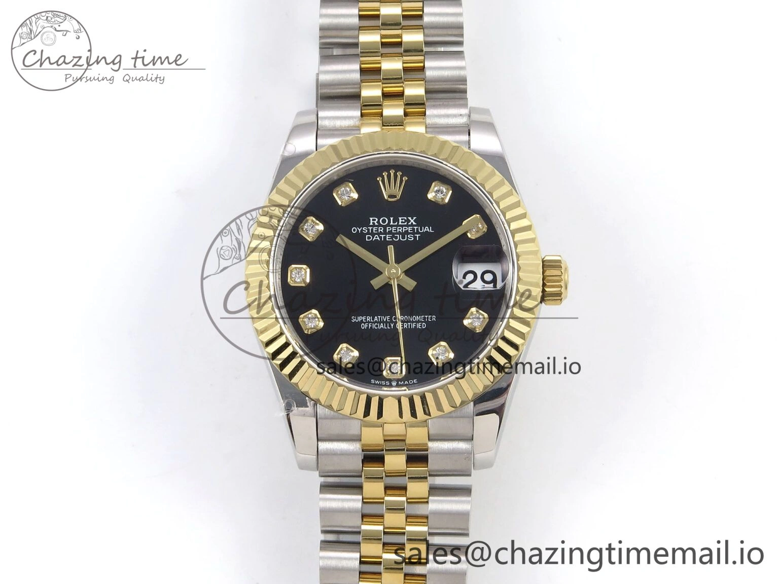 Tailored DateJust 31 278273 SS YG GMF 1:1 Best Edition 904L Steel Black Diamonds Dial on Jubilee Bracelet A 1142