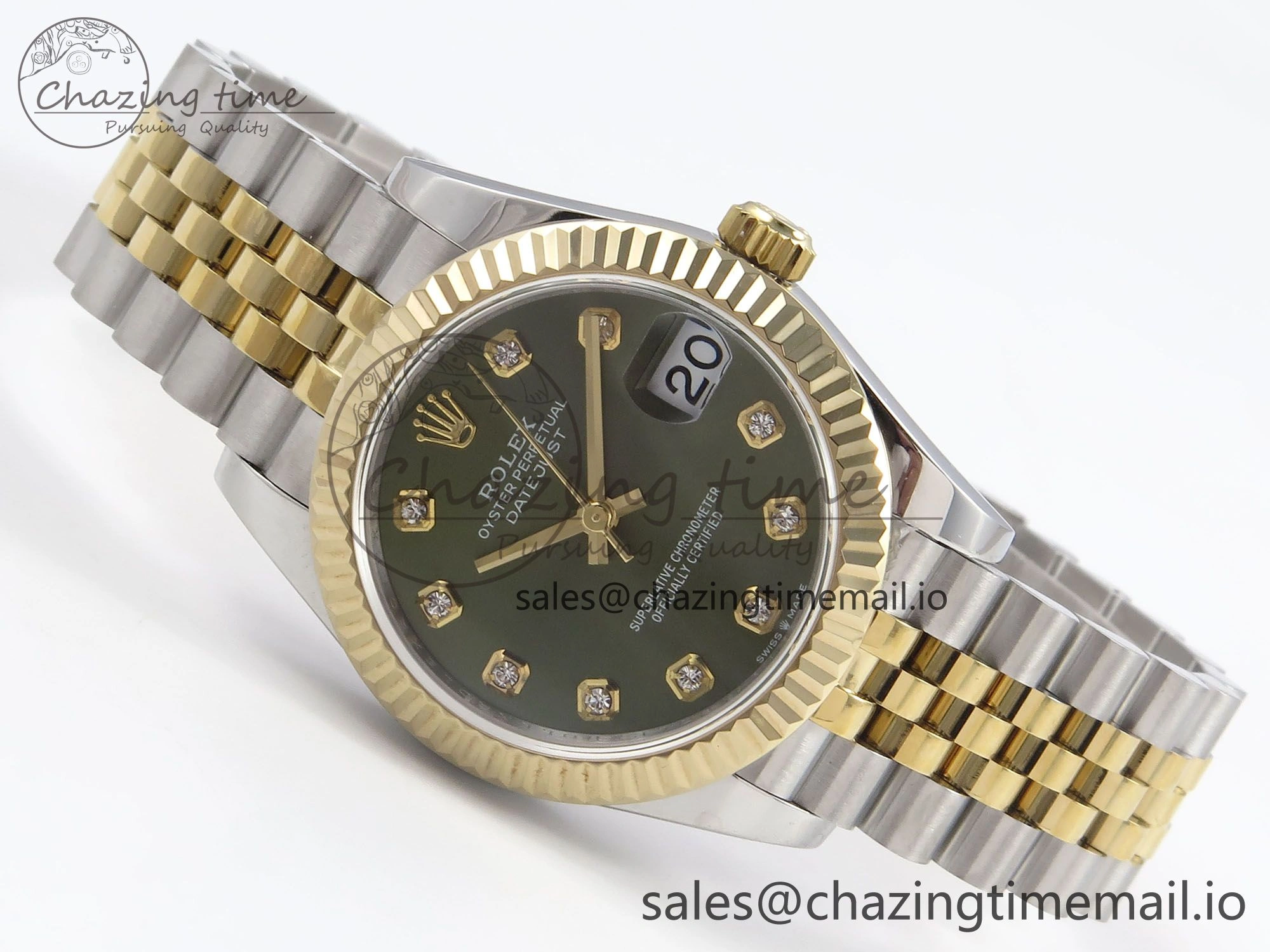 EasyCare DateJust 31 278273 SS YG GMF 1:1 Best Edition 904L Steel Green Diamonds Dial on Jubilee Bracelet A 1149