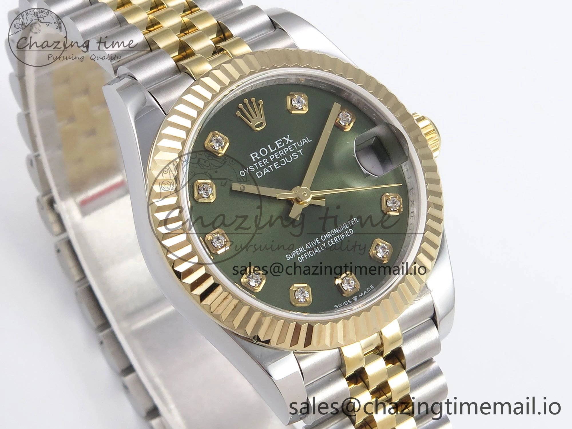 EasyCare DateJust 31 278273 SS YG GMF 1:1 Best Edition 904L Steel Green Diamonds Dial on Jubilee Bracelet A 1149