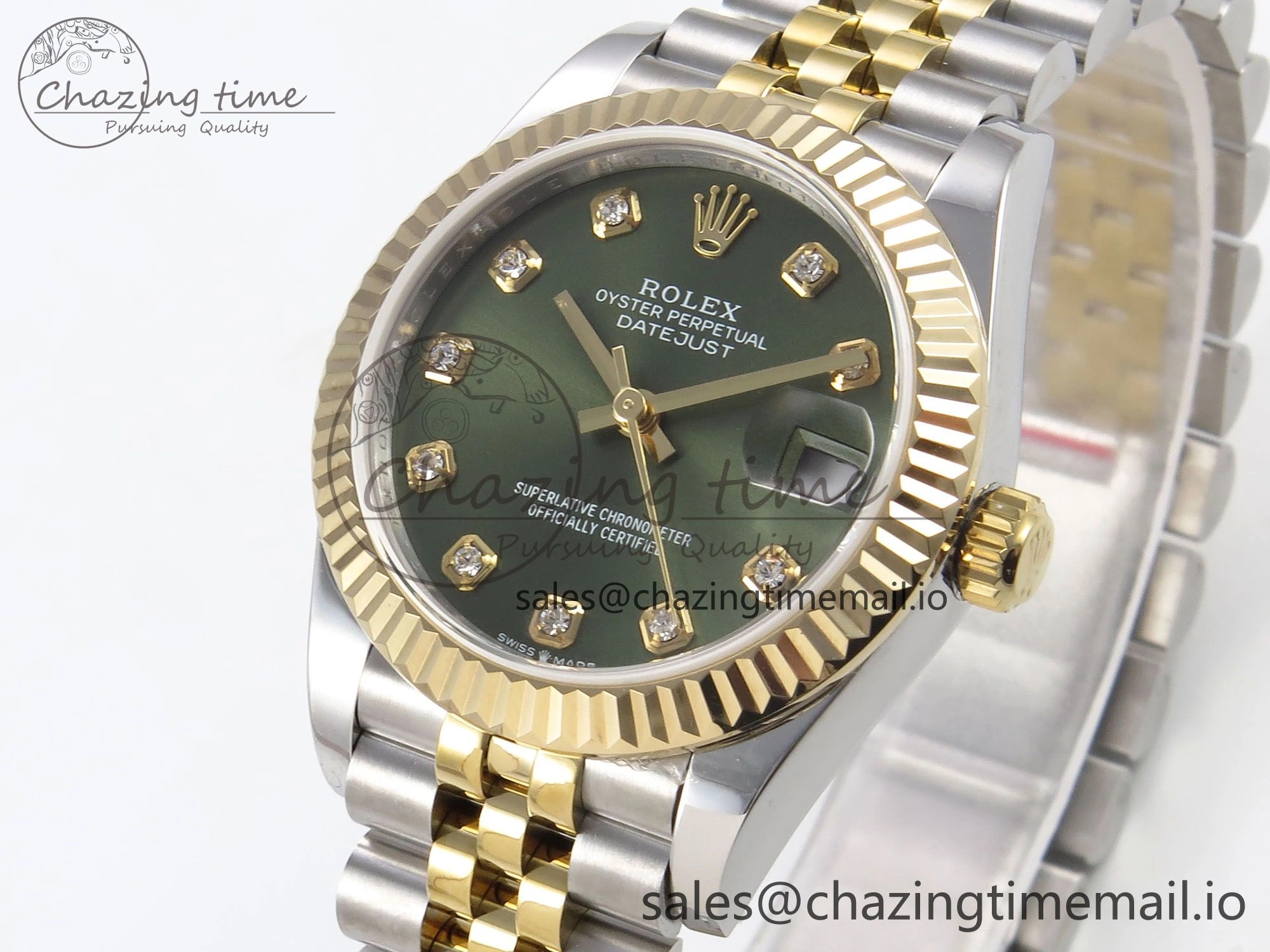 EasyCare DateJust 31 278273 SS YG GMF 1:1 Best Edition 904L Steel Green Diamonds Dial on Jubilee Bracelet A 1149