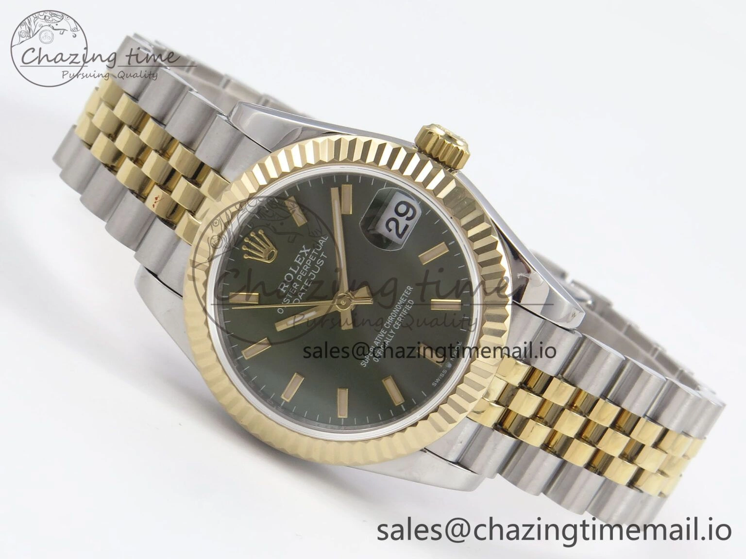 SunProtective DateJust 31 278273 SS YG GMF 1:1 Best Edition 904L Steel Green Stick Dial on Jubilee Bracelet A 1152