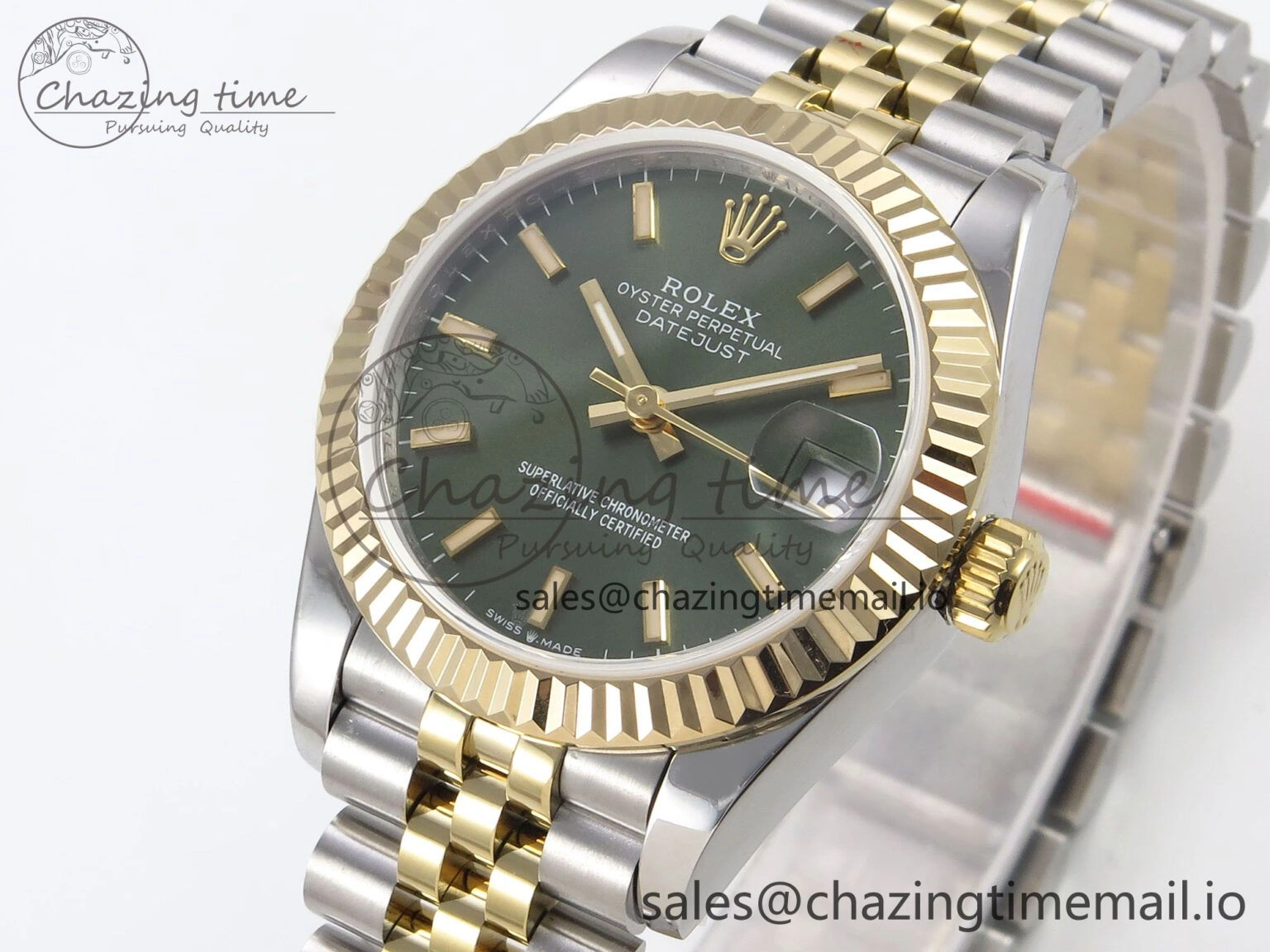 SunProtective DateJust 31 278273 SS YG GMF 1:1 Best Edition 904L Steel Green Stick Dial on Jubilee Bracelet A 1152