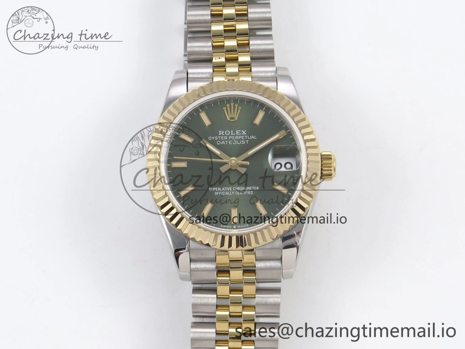 SunProtective DateJust 31 278273 SS YG GMF 1:1 Best Edition 904L Steel Green Stick Dial on Jubilee Bracelet A 1152