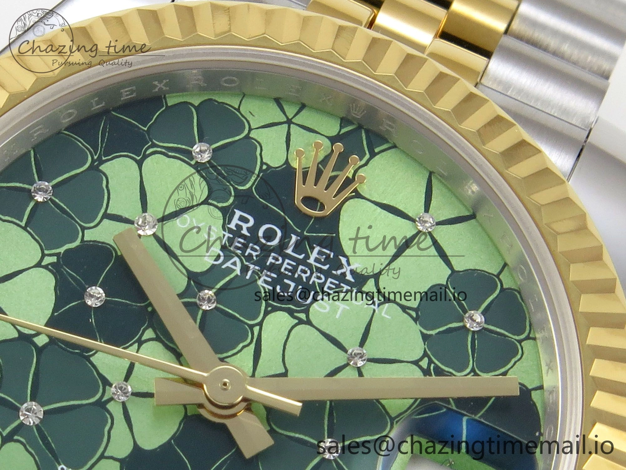 DateJust 31 278273 THBF 1:1 Best Edition 904L Steel Fluted Green Floral Dial Fluted Bezel on SS YG Jubilee Bracelet HZ Cal. Compact 21