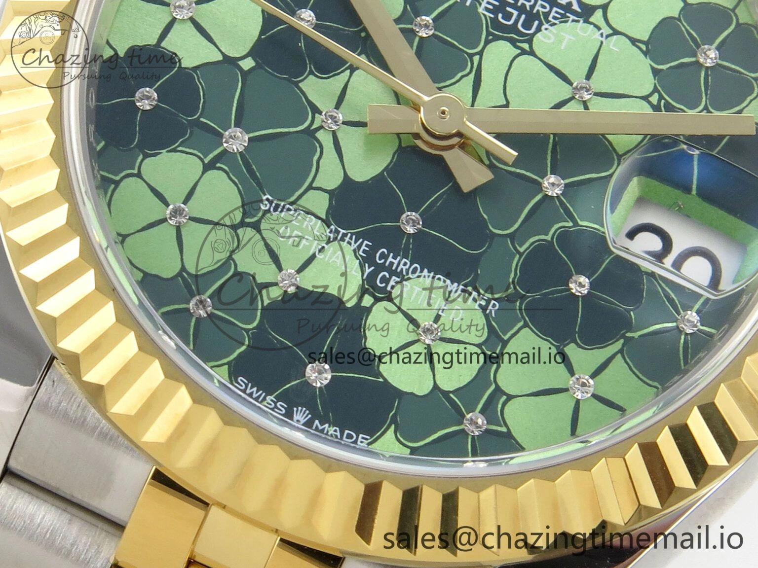 DateJust 31 278273 THBF 1:1 Best Edition 904L Steel Fluted Green Floral Dial Fluted Bezel on SS YG Jubilee Bracelet HZ Cal. Compact 21