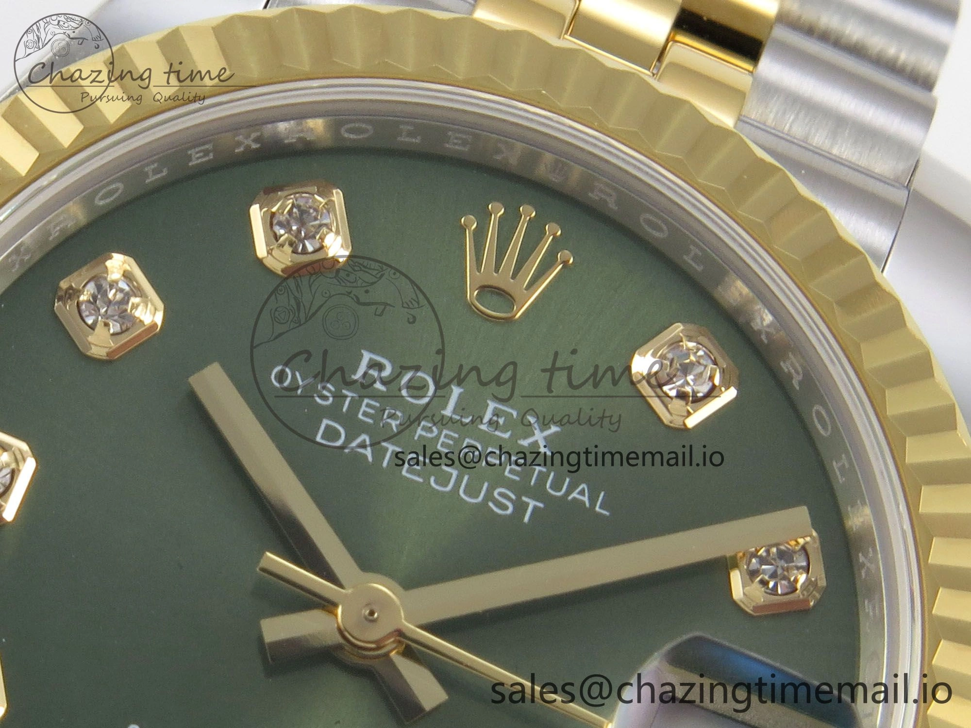 Minimalist DateJust 31 278273 THBF 1:1 Best Edition 904L Steel Green Diamonds Dial Diamonds Bezel on SS YG Jubilee Bracelet HZ Cal. 9