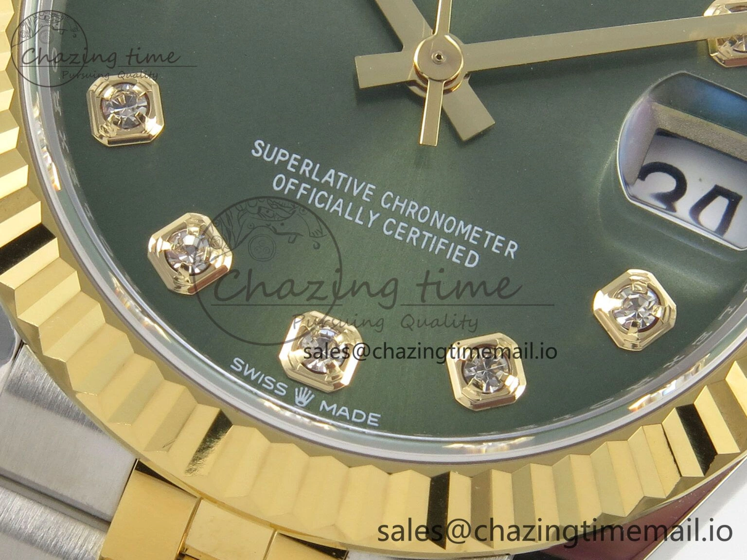 Minimalist DateJust 31 278273 THBF 1:1 Best Edition 904L Steel Green Diamonds Dial Diamonds Bezel on SS YG Jubilee Bracelet HZ Cal. 9