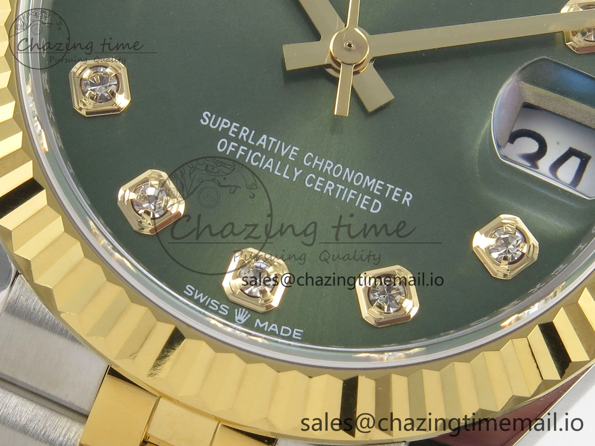 Minimalist DateJust 31 278273 THBF 1:1 Best Edition 904L Steel Green Diamonds Dial Diamonds Bezel on SS YG Jubilee Bracelet HZ Cal. 9