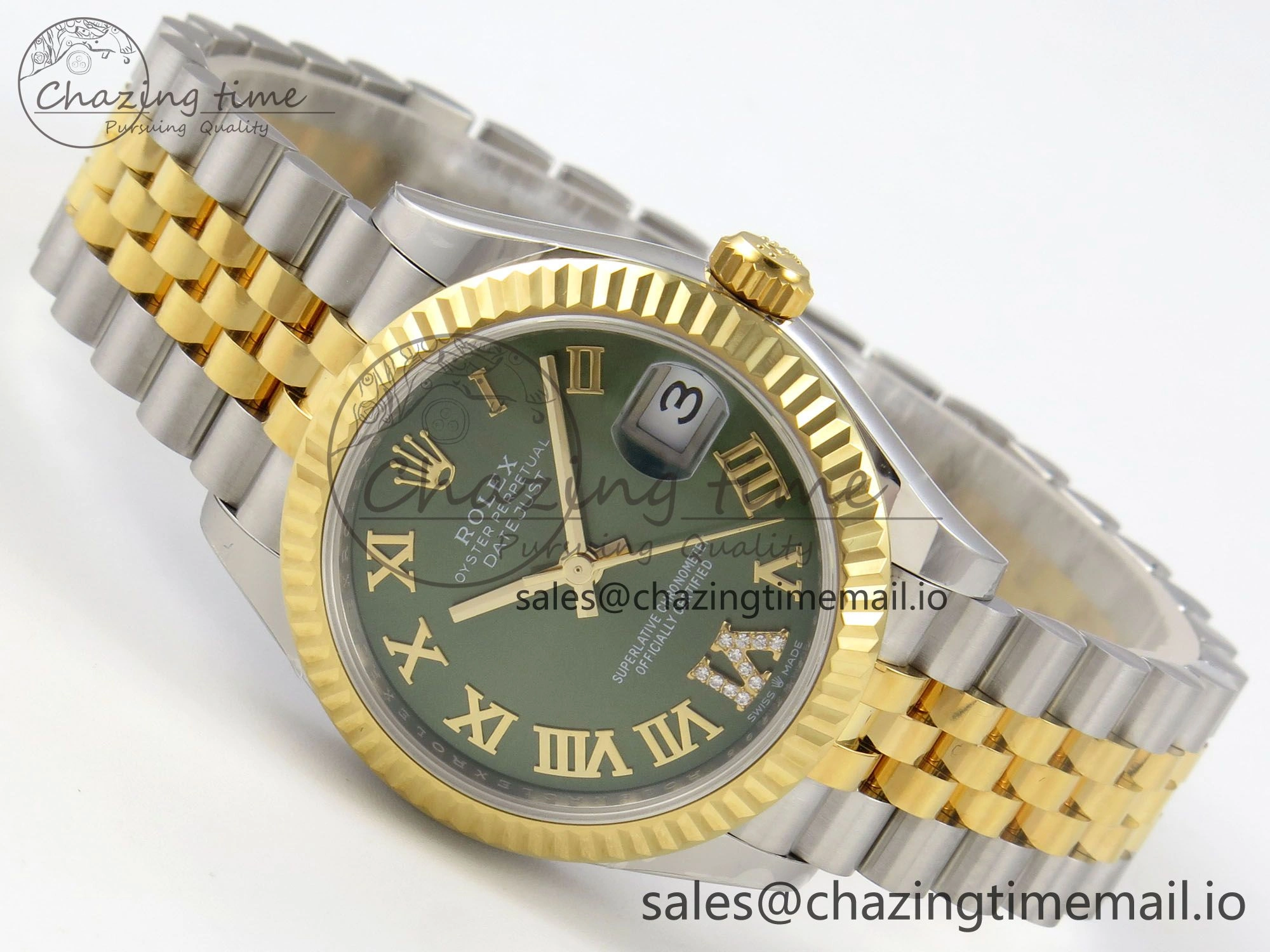 Classic DateJust 31 278273 THBF 1:1 Best Edition 904L Steel Green Roman Dial Fluted Bezel on SS YG Jubilee Bracelet HZ Cal. 16