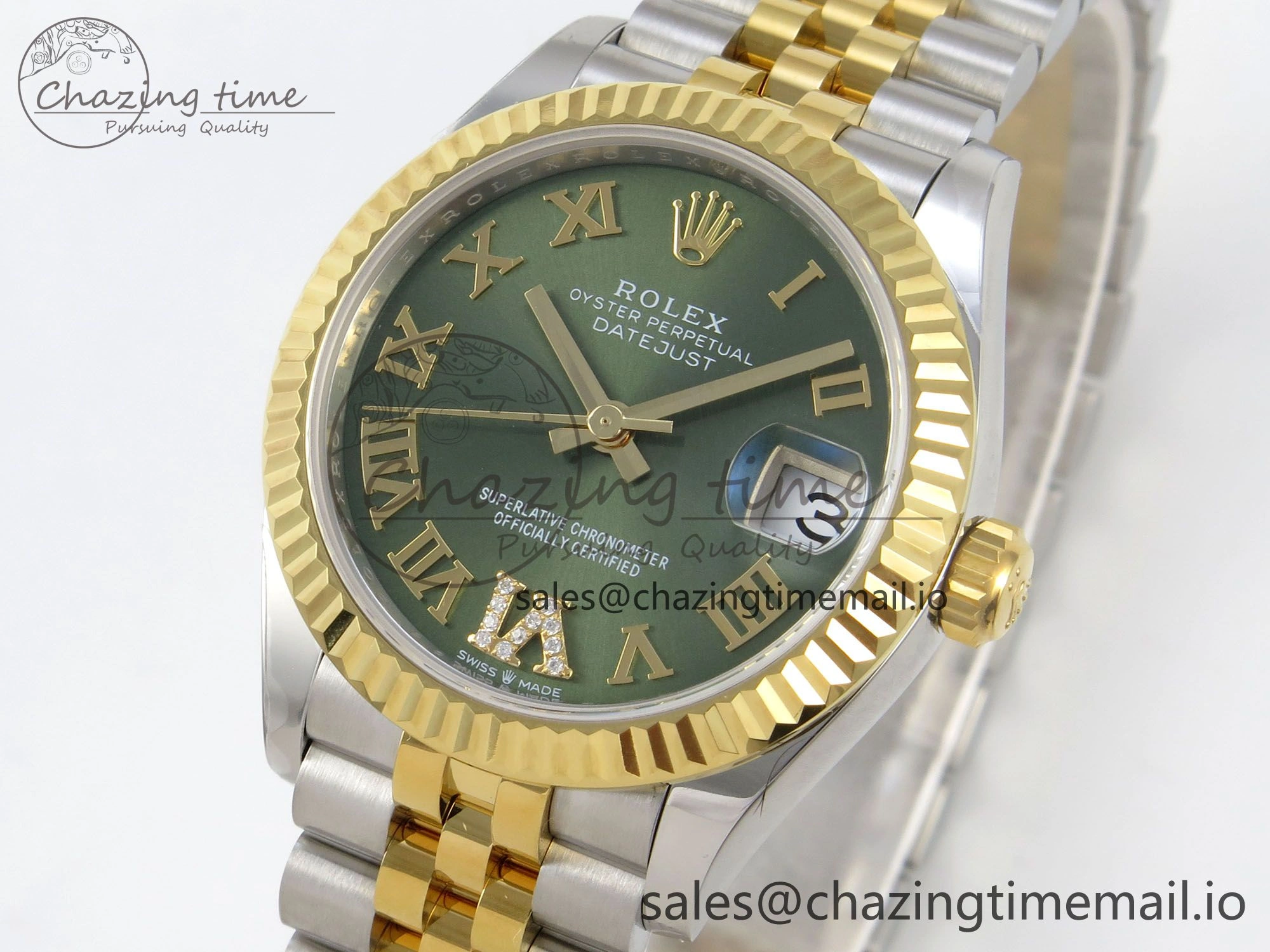 Classic DateJust 31 278273 THBF 1:1 Best Edition 904L Steel Green Roman Dial Fluted Bezel on SS YG Jubilee Bracelet HZ Cal. 16
