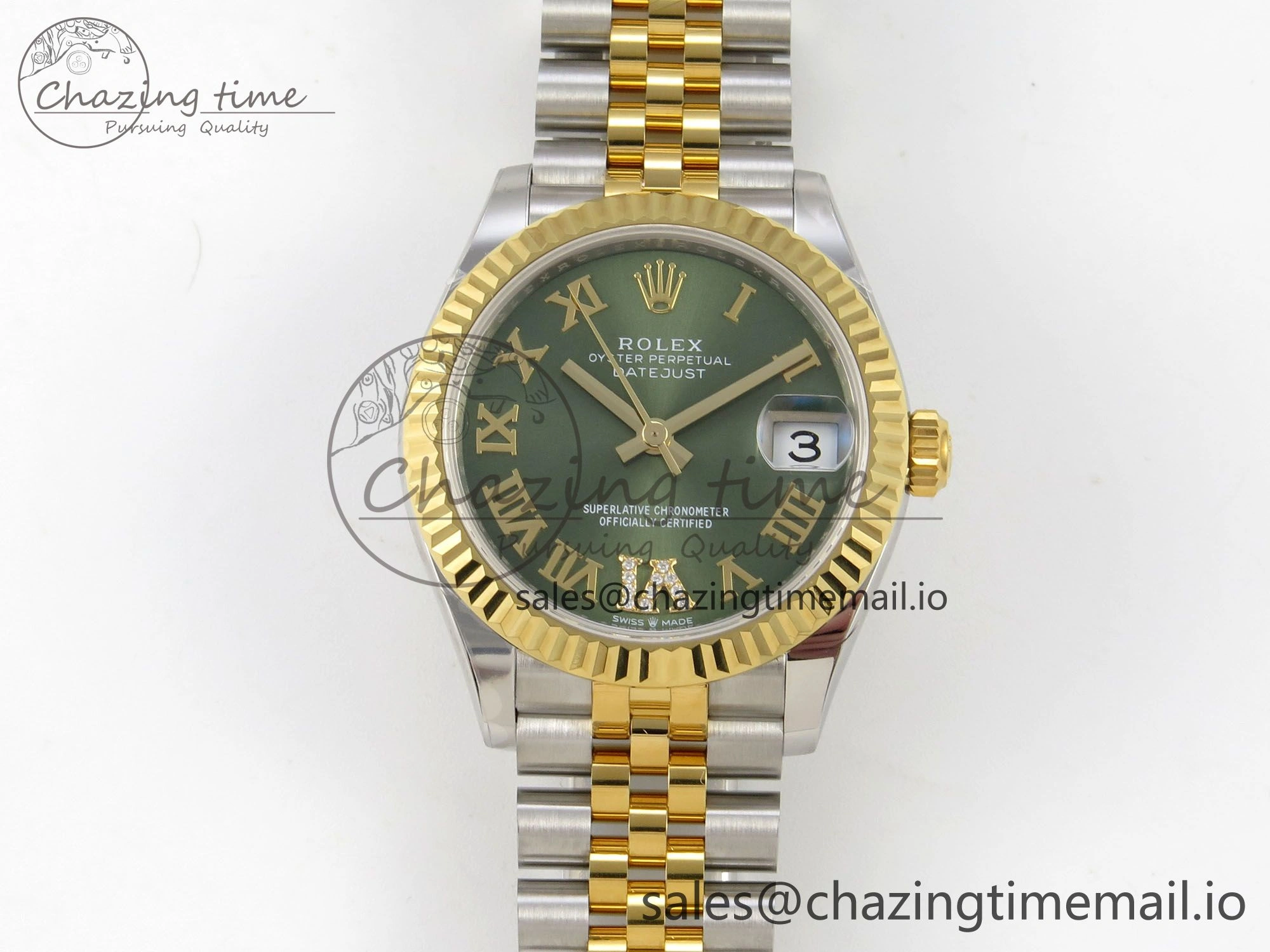 Classic DateJust 31 278273 THBF 1:1 Best Edition 904L Steel Green Roman Dial Fluted Bezel on SS YG Jubilee Bracelet HZ Cal. 16