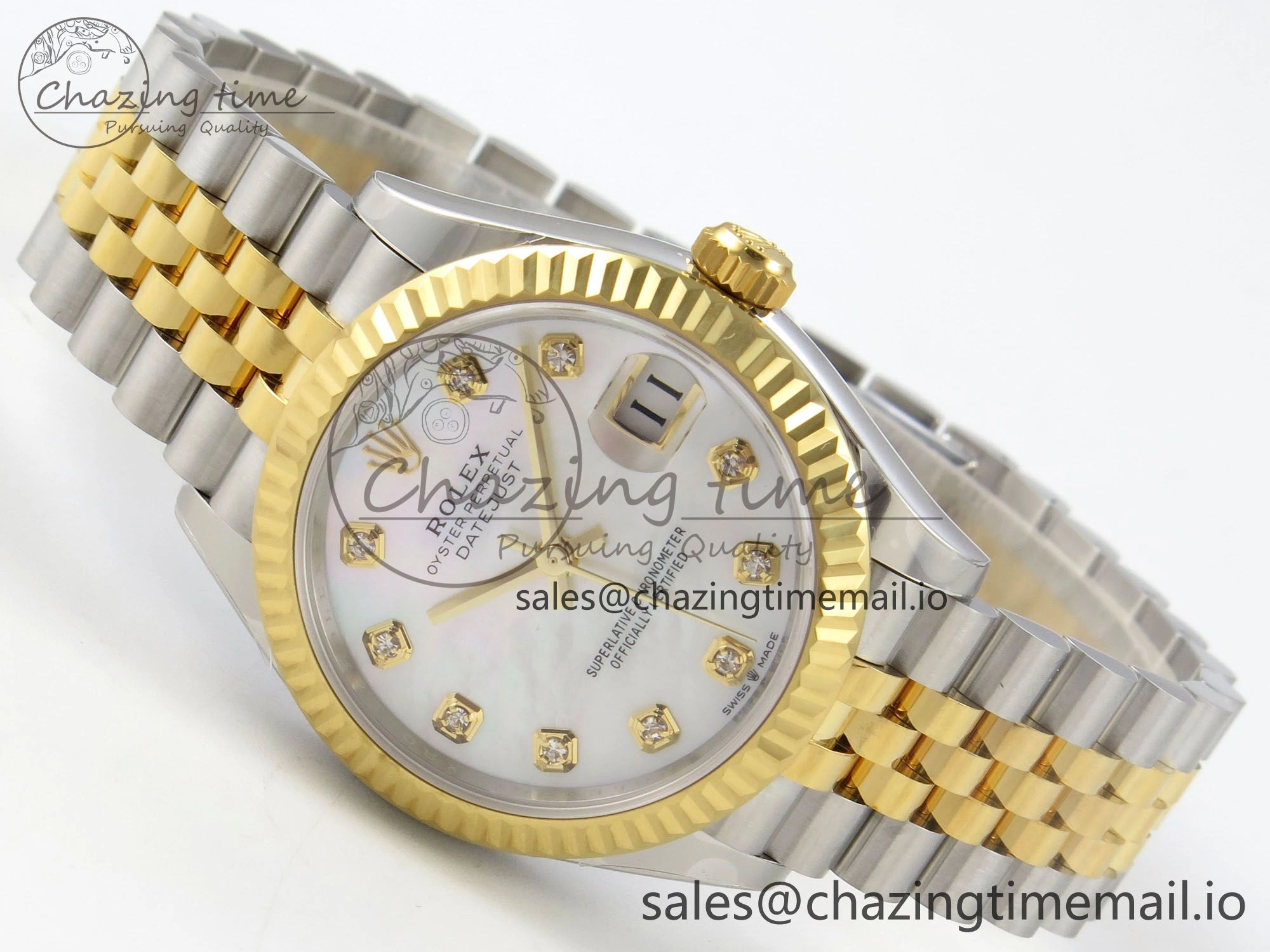 TechFriendly DateJust 31 278273 THBF 1:1 Best Edition 904L Steel White Diamonds Dial on SS YG Jubilee Bracelet HZ Cal. 15