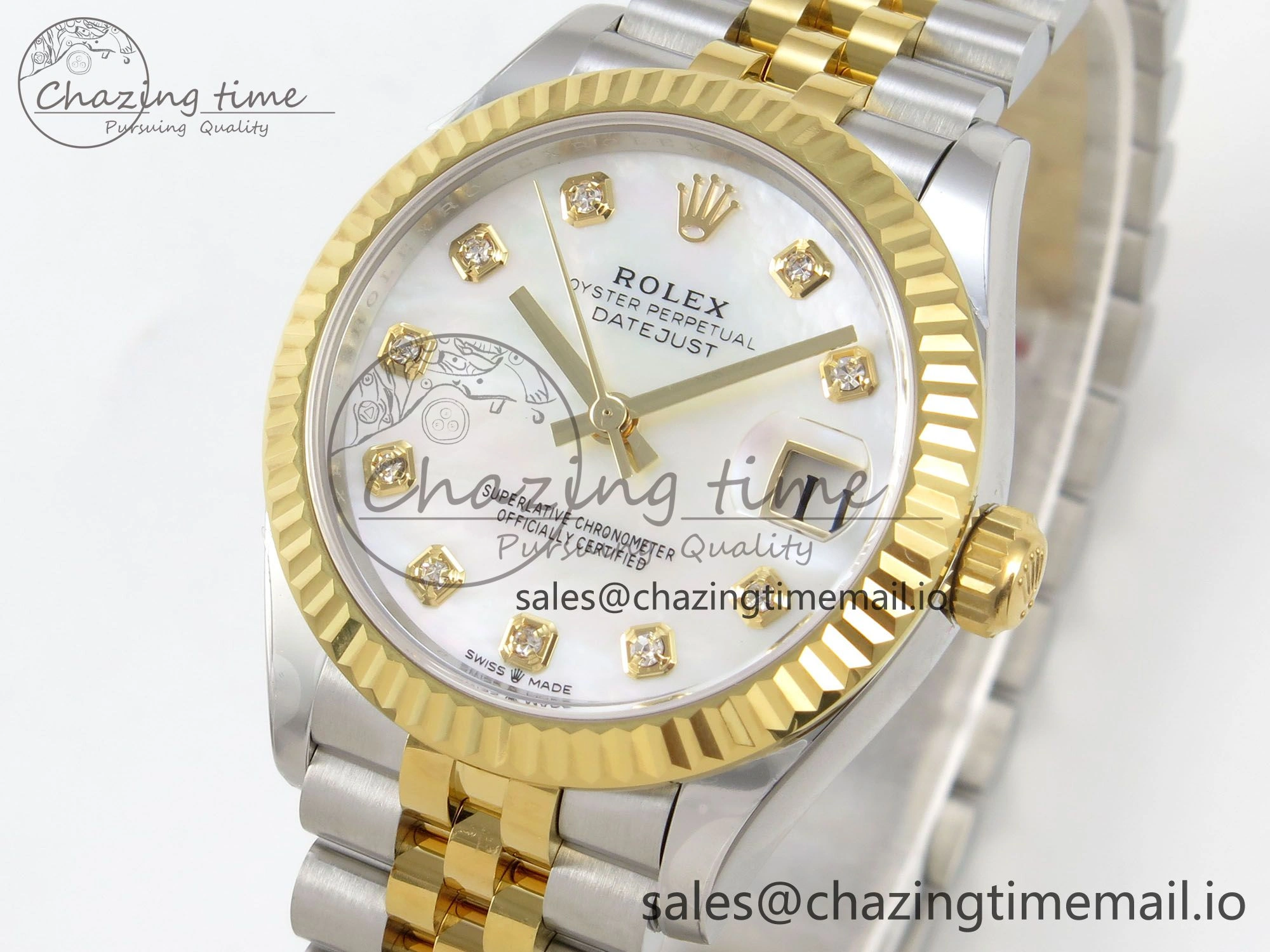 TechFriendly DateJust 31 278273 THBF 1:1 Best Edition 904L Steel White Diamonds Dial on SS YG Jubilee Bracelet HZ Cal. 15