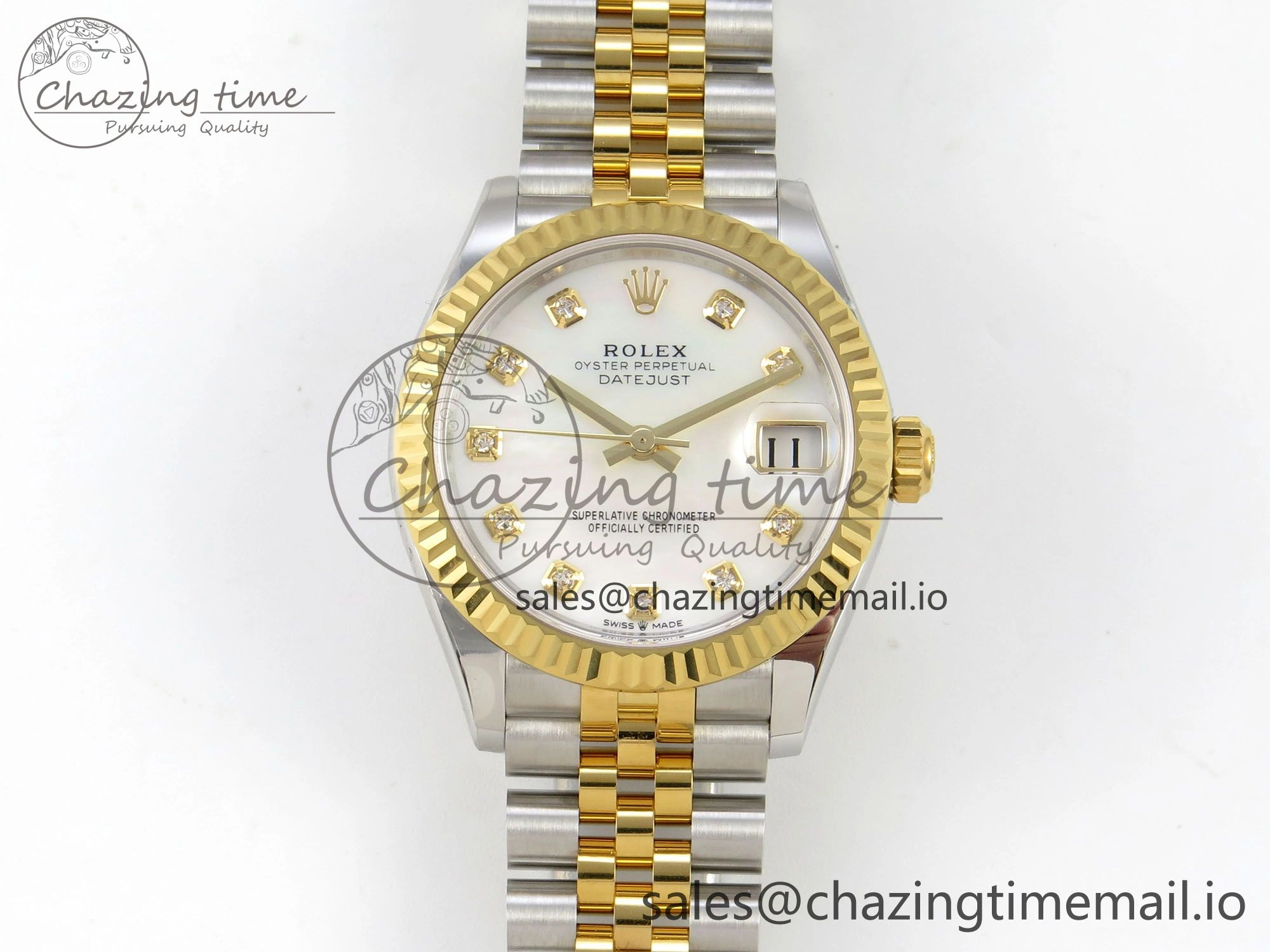 TechFriendly DateJust 31 278273 THBF 1:1 Best Edition 904L Steel White Diamonds Dial on SS YG Jubilee Bracelet HZ Cal. 15
