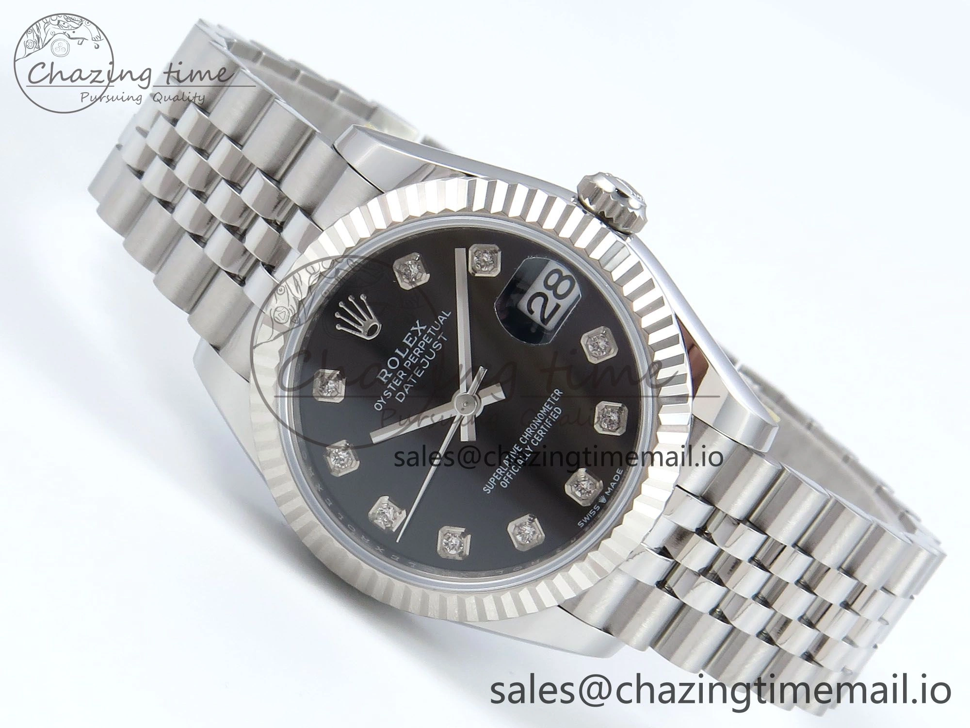 WellDesigned DateJust 31 278274 ARF 1:1 Best Edition 904L Steel Black Diamonds Dial on SS Jubilee Bracelet ETA 538