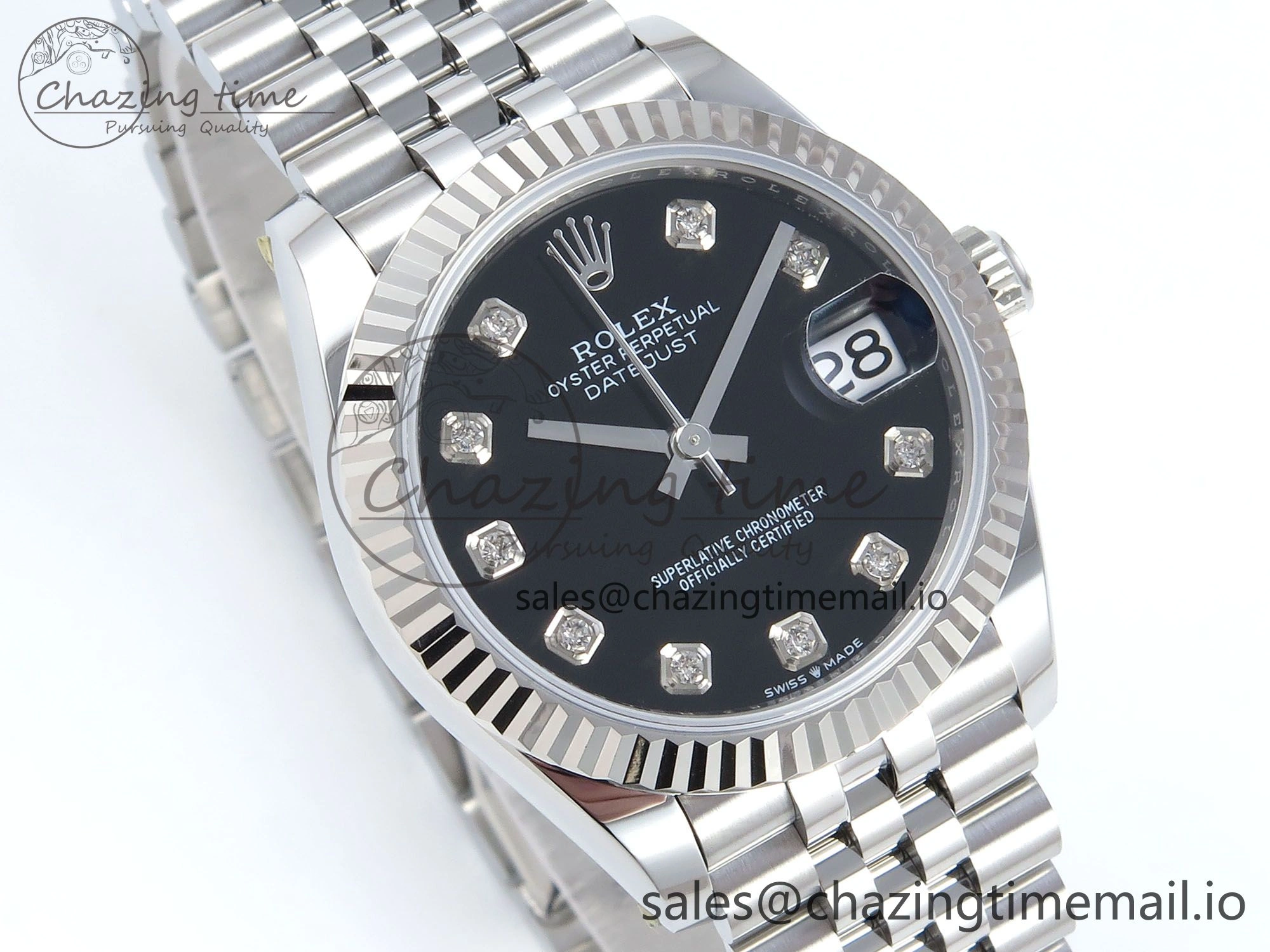 WellDesigned DateJust 31 278274 ARF 1:1 Best Edition 904L Steel Black Diamonds Dial on SS Jubilee Bracelet ETA 538