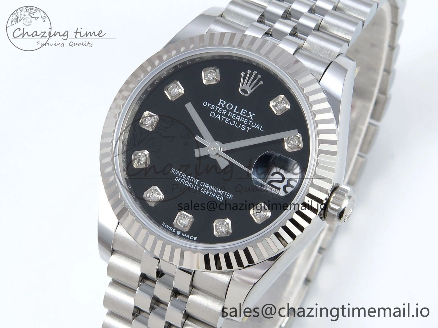 WellDesigned DateJust 31 278274 ARF 1:1 Best Edition 904L Steel Black Diamonds Dial on SS Jubilee Bracelet ETA 538
