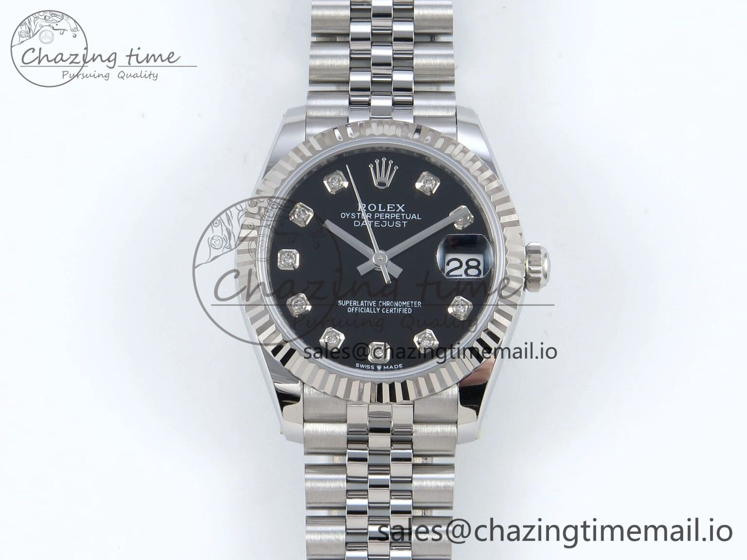 WellDesigned DateJust 31 278274 ARF 1:1 Best Edition 904L Steel Black Diamonds Dial on SS Jubilee Bracelet ETA 538