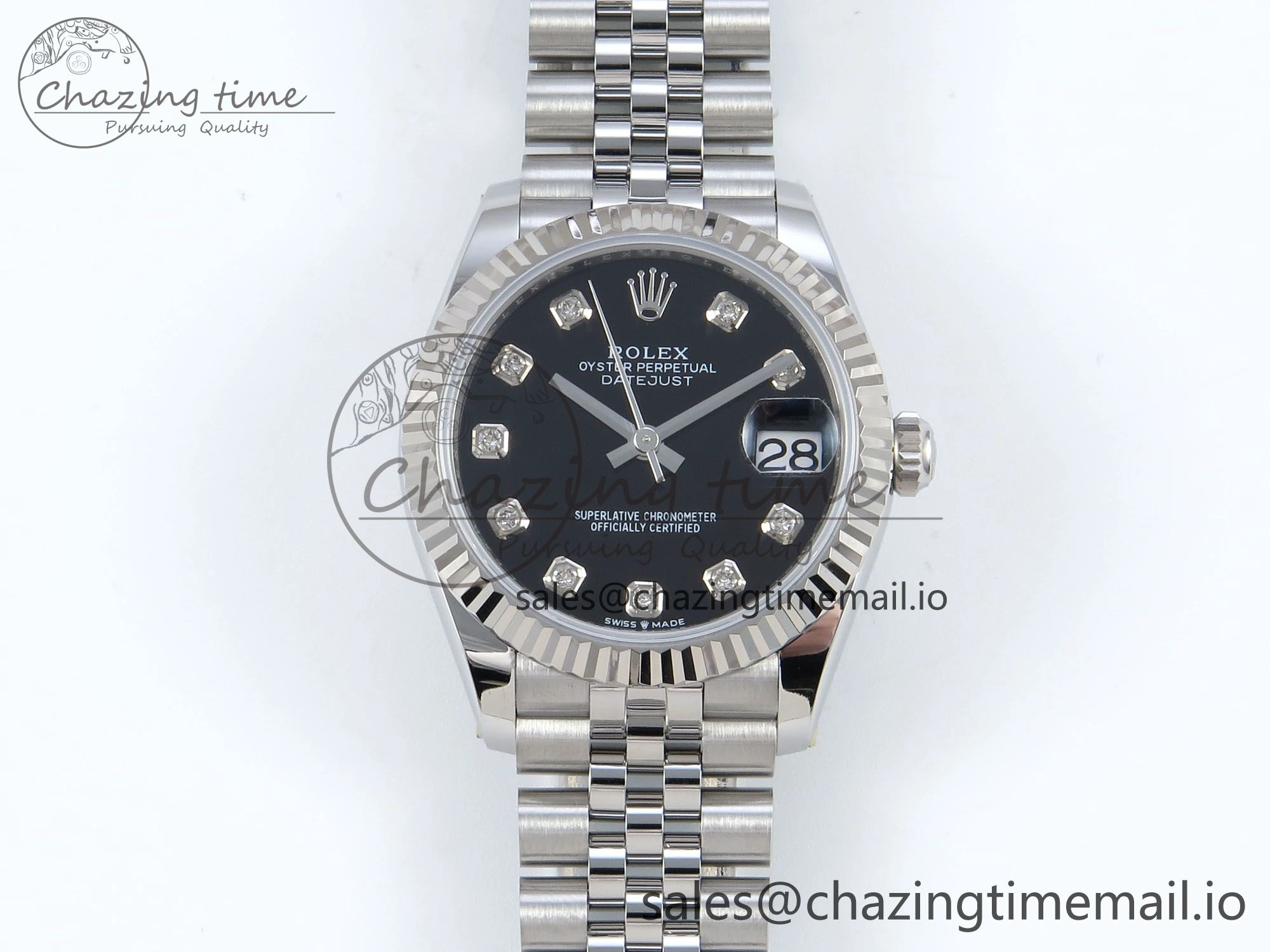 WellDesigned DateJust 31 278274 ARF 1:1 Best Edition 904L Steel Black Diamonds Dial on SS Jubilee Bracelet ETA 538