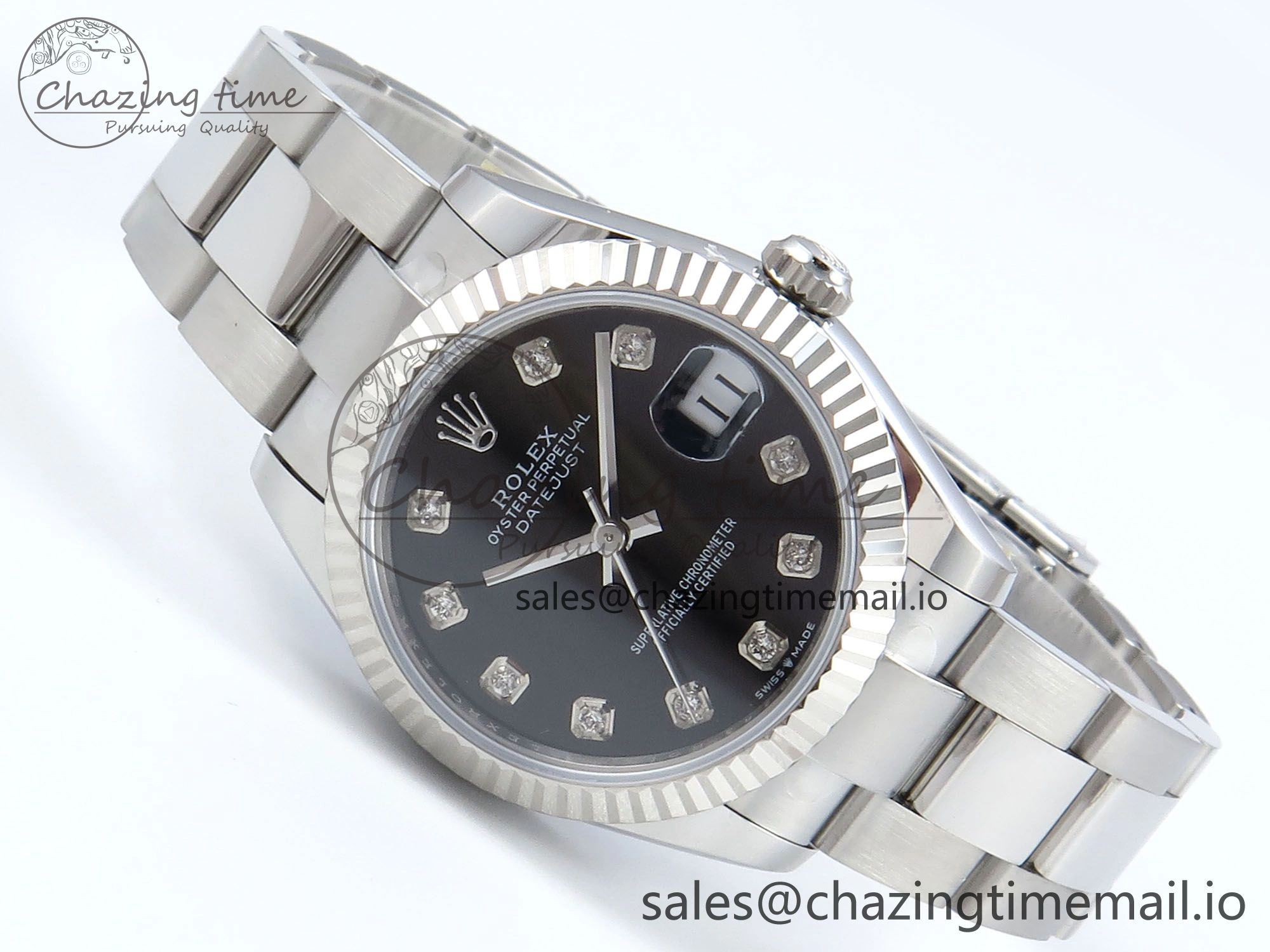 DateJust 31 278274 ARF 1:1 Best Edition 904L Steel Black Diamonds Dial on SS Oyster Bracelet ETA Soft 556