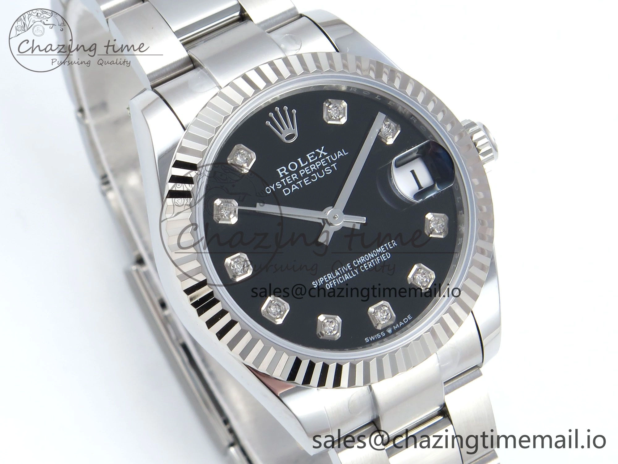 DateJust 31 278274 ARF 1:1 Best Edition 904L Steel Black Diamonds Dial on SS Oyster Bracelet ETA Soft 556