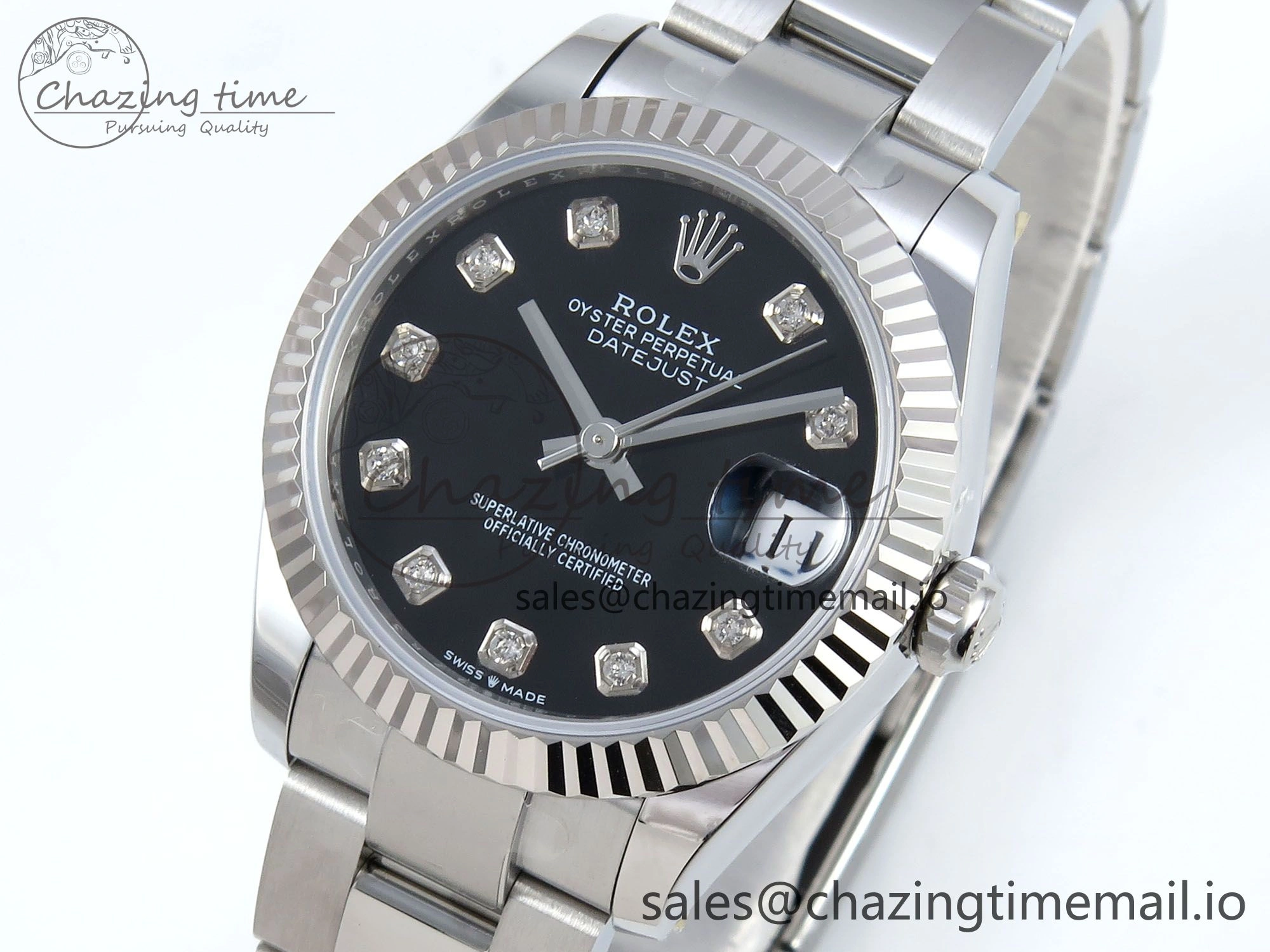 DateJust 31 278274 ARF 1:1 Best Edition 904L Steel Black Diamonds Dial on SS Oyster Bracelet ETA Soft 556