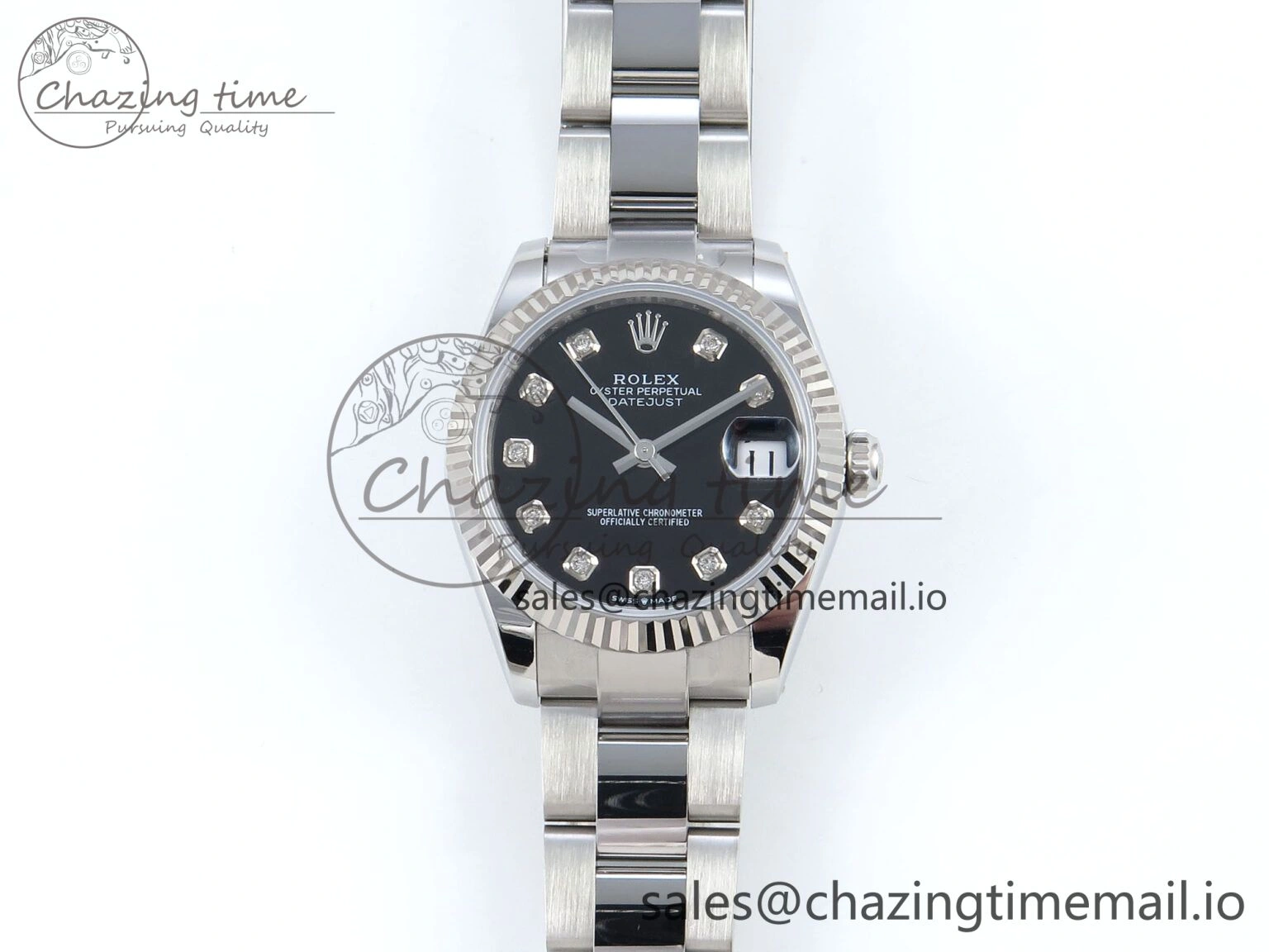 DateJust 31 278274 ARF 1:1 Best Edition 904L Steel Black Diamonds Dial on SS Oyster Bracelet ETA Soft 556