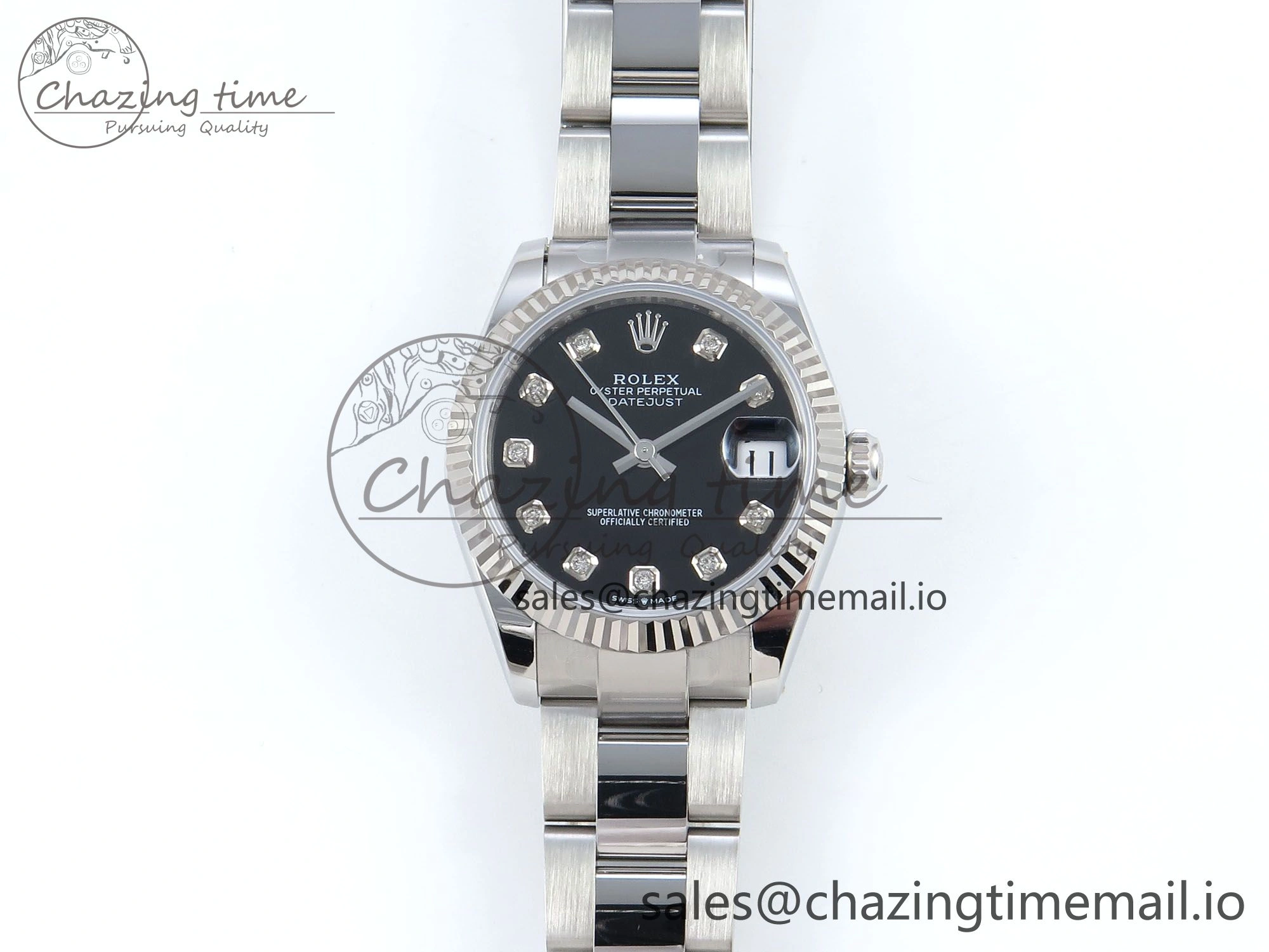 DateJust 31 278274 ARF 1:1 Best Edition 904L Steel Black Diamonds Dial on SS Oyster Bracelet ETA Soft 556