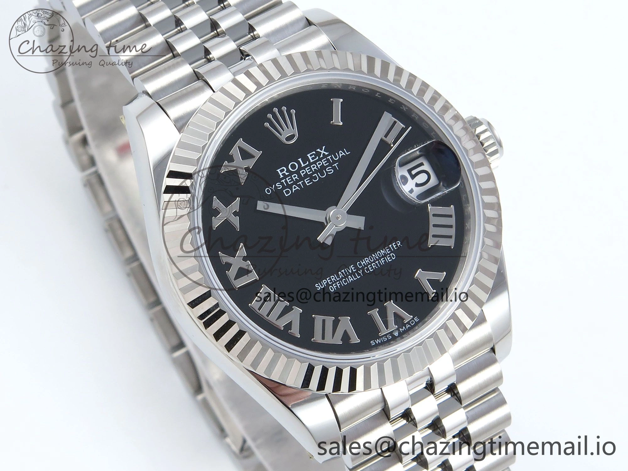 DateJust 31 278274 ARF 1:1 Best Edition 904L Steel Black Roman Dial on SS Jubilee Bracelet ETA FastDry 533