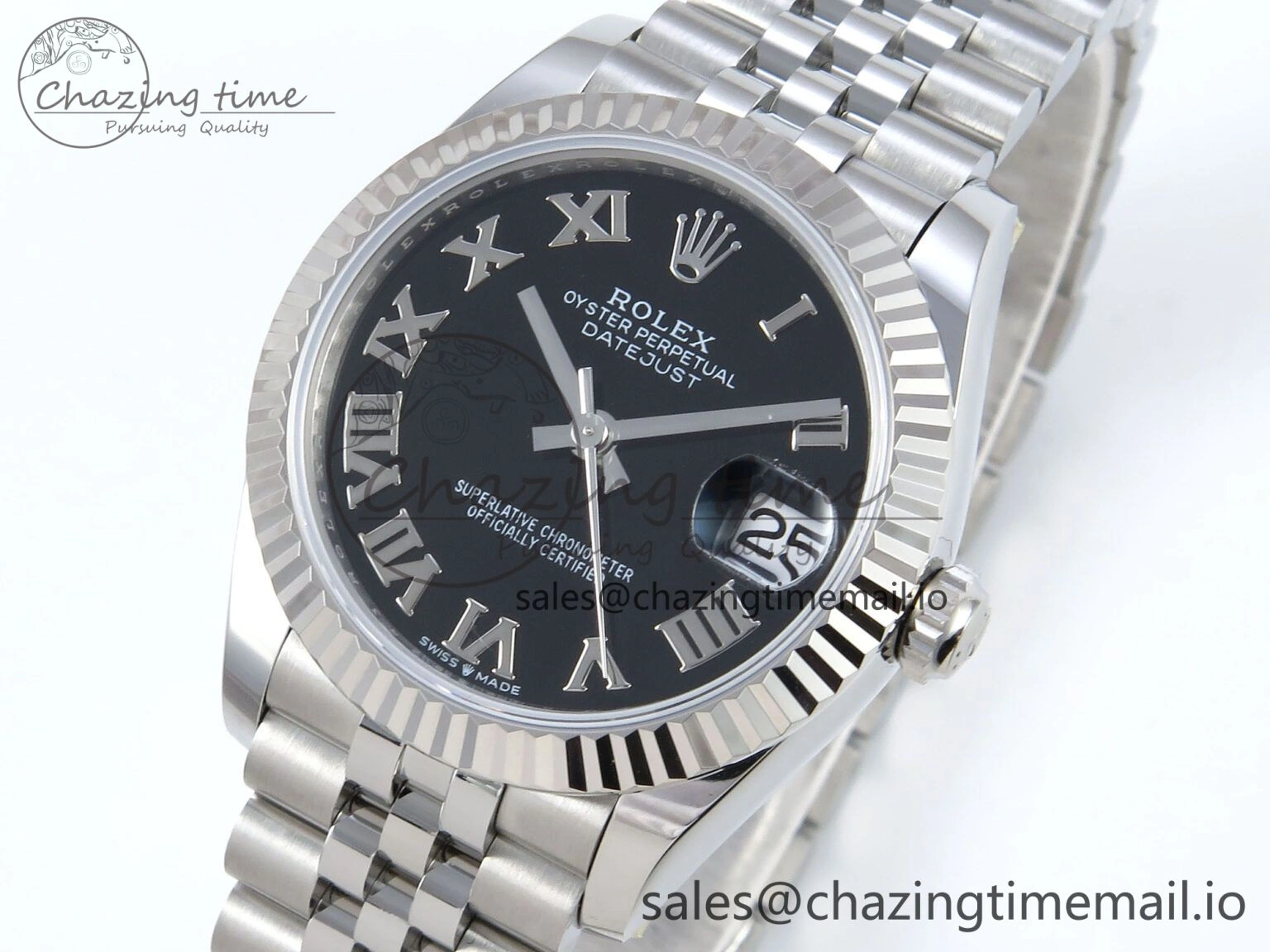 DateJust 31 278274 ARF 1:1 Best Edition 904L Steel Black Roman Dial on SS Jubilee Bracelet ETA FastDry 533