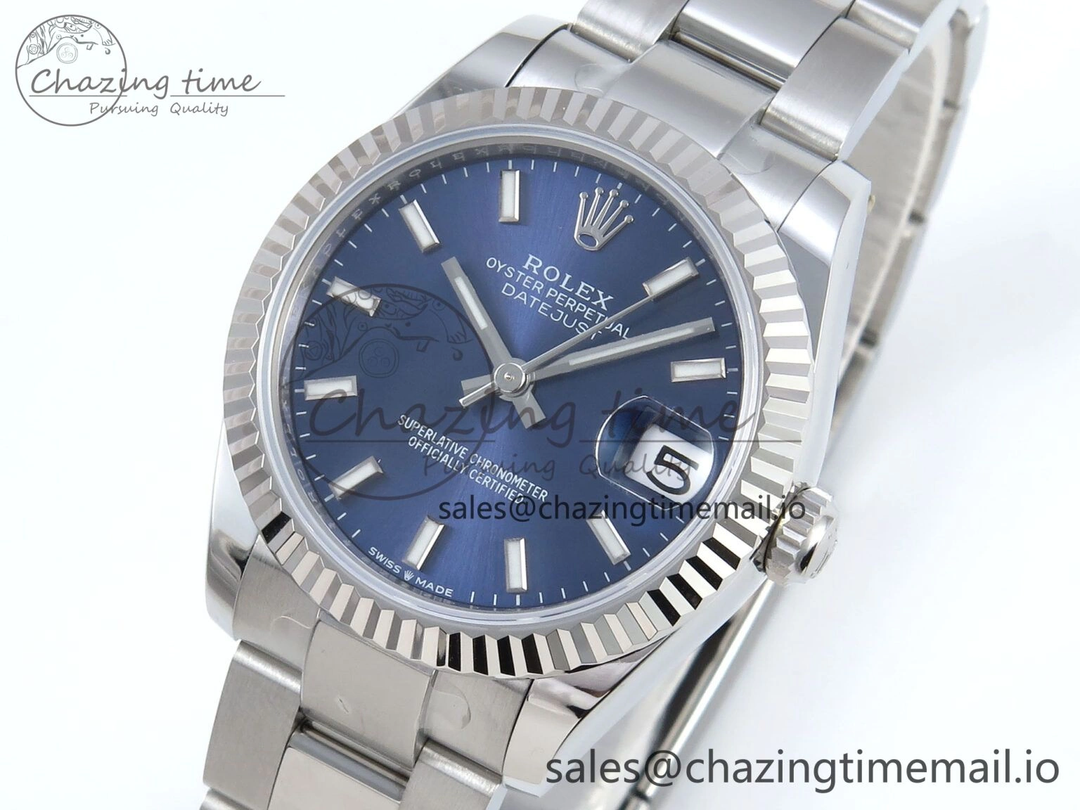 Packable DateJust 31 278274 ARF 1:1 Best Edition 904L Steel Blue Dial Stick Marker on SS Oyster Bracelet ETA 554