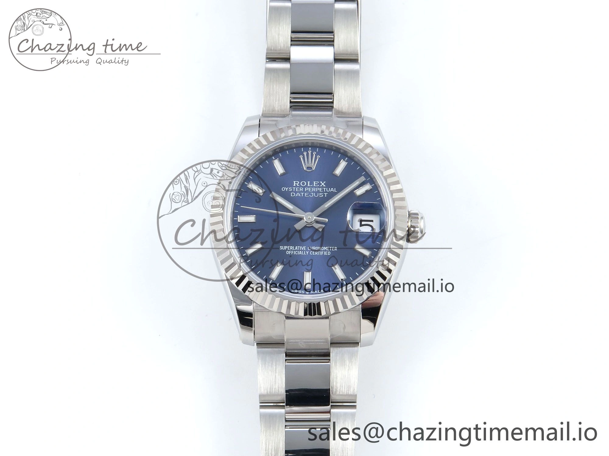 Packable DateJust 31 278274 ARF 1:1 Best Edition 904L Steel Blue Dial Stick Marker on SS Oyster Bracelet ETA 554