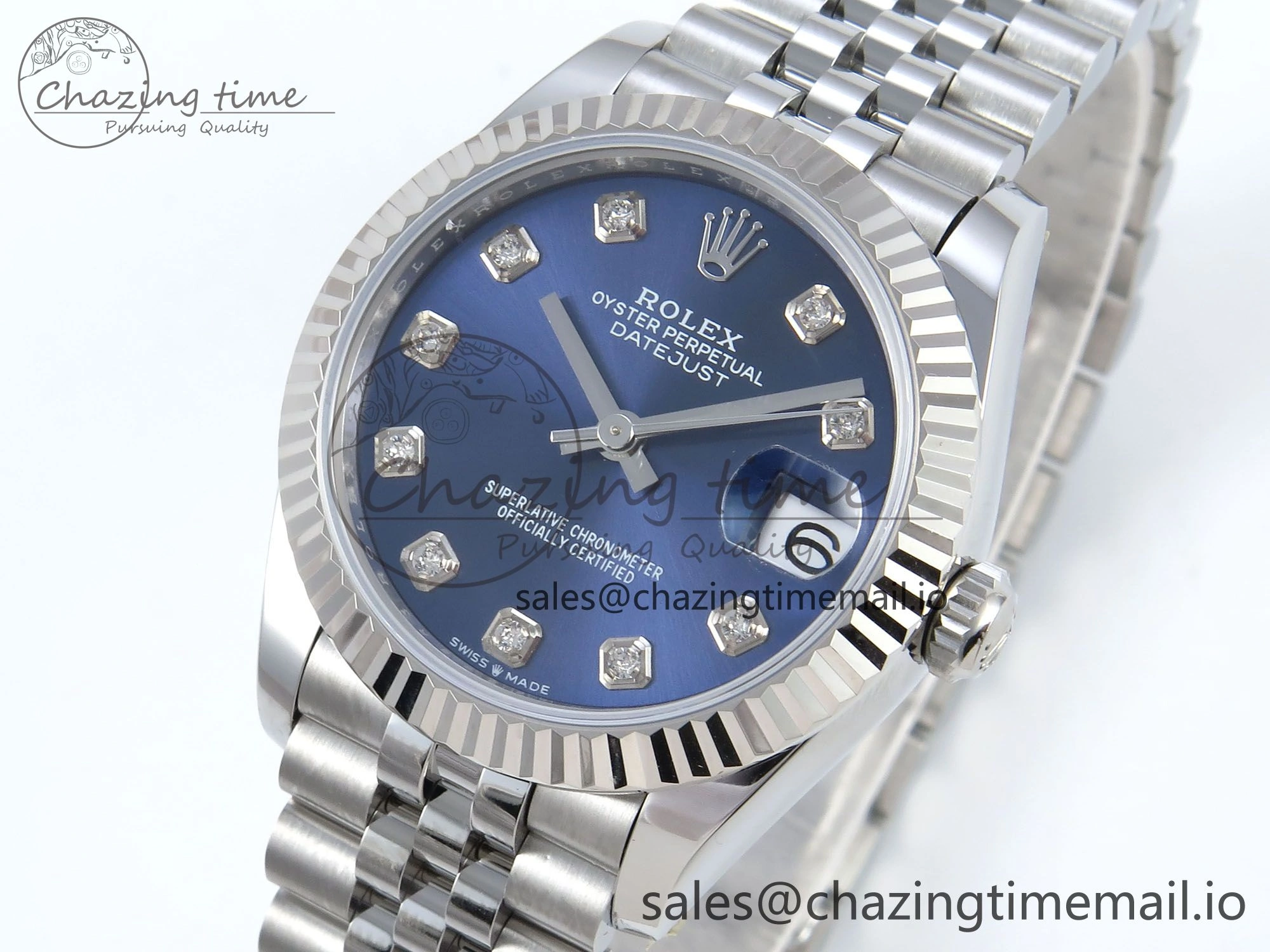 Versatile DateJust 31 278274 ARF 1:1 Best Edition 904L Steel Blue Diamonds Dial on SS Jubilee Bracelet ETA 535