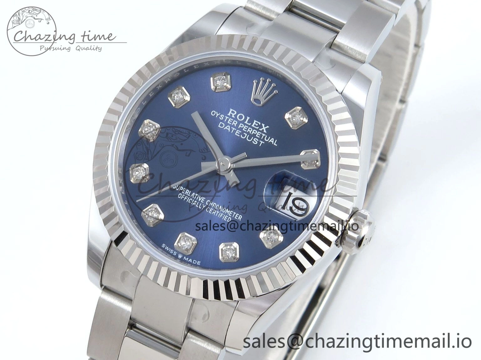 UrbanChic DateJust 31 278274 ARF 1:1 Best Edition 904L Steel Blue Diamonds Dial on SS Oyster Bracelet ETA 552