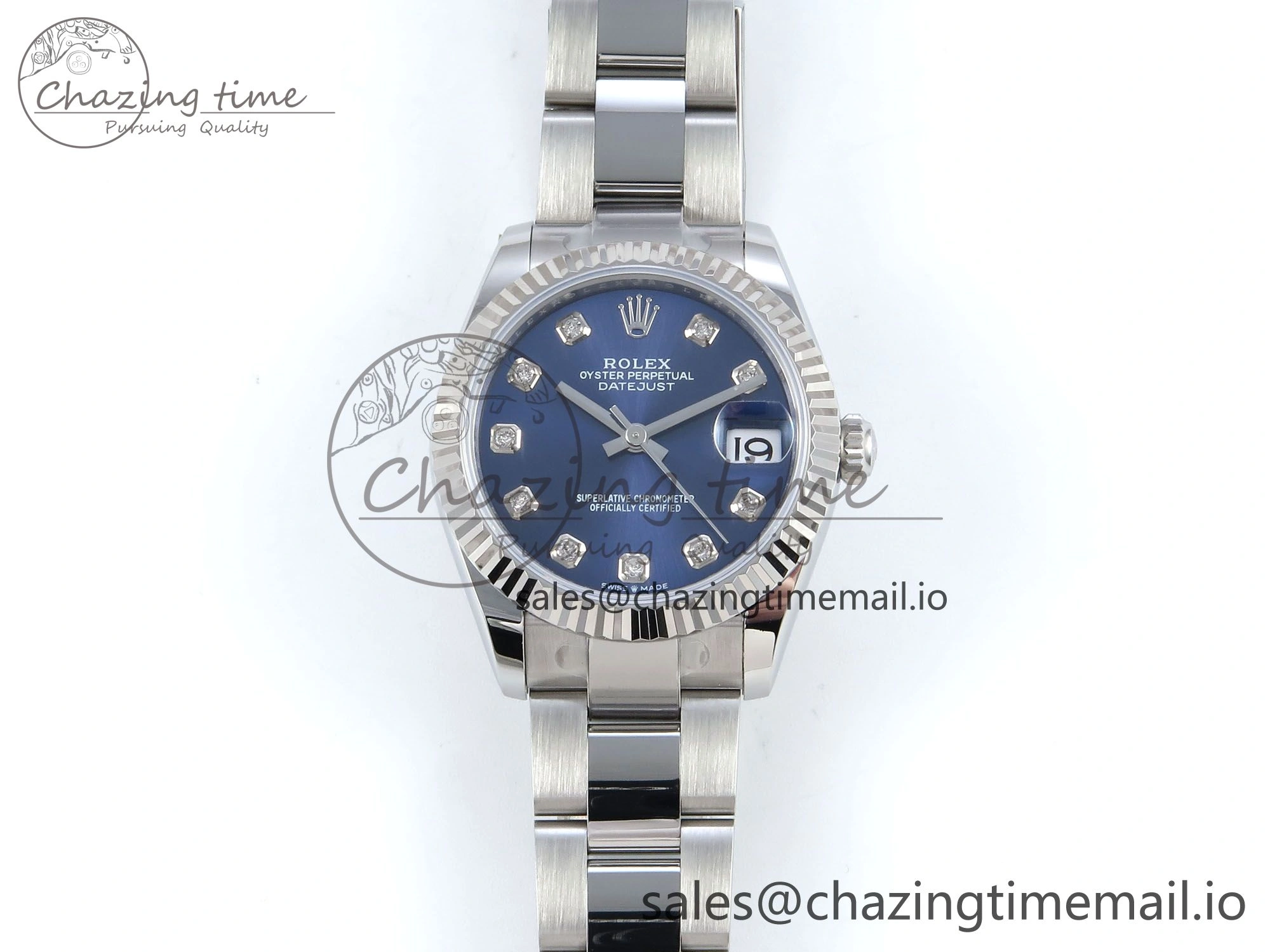 UrbanChic DateJust 31 278274 ARF 1:1 Best Edition 904L Steel Blue Diamonds Dial on SS Oyster Bracelet ETA 552
