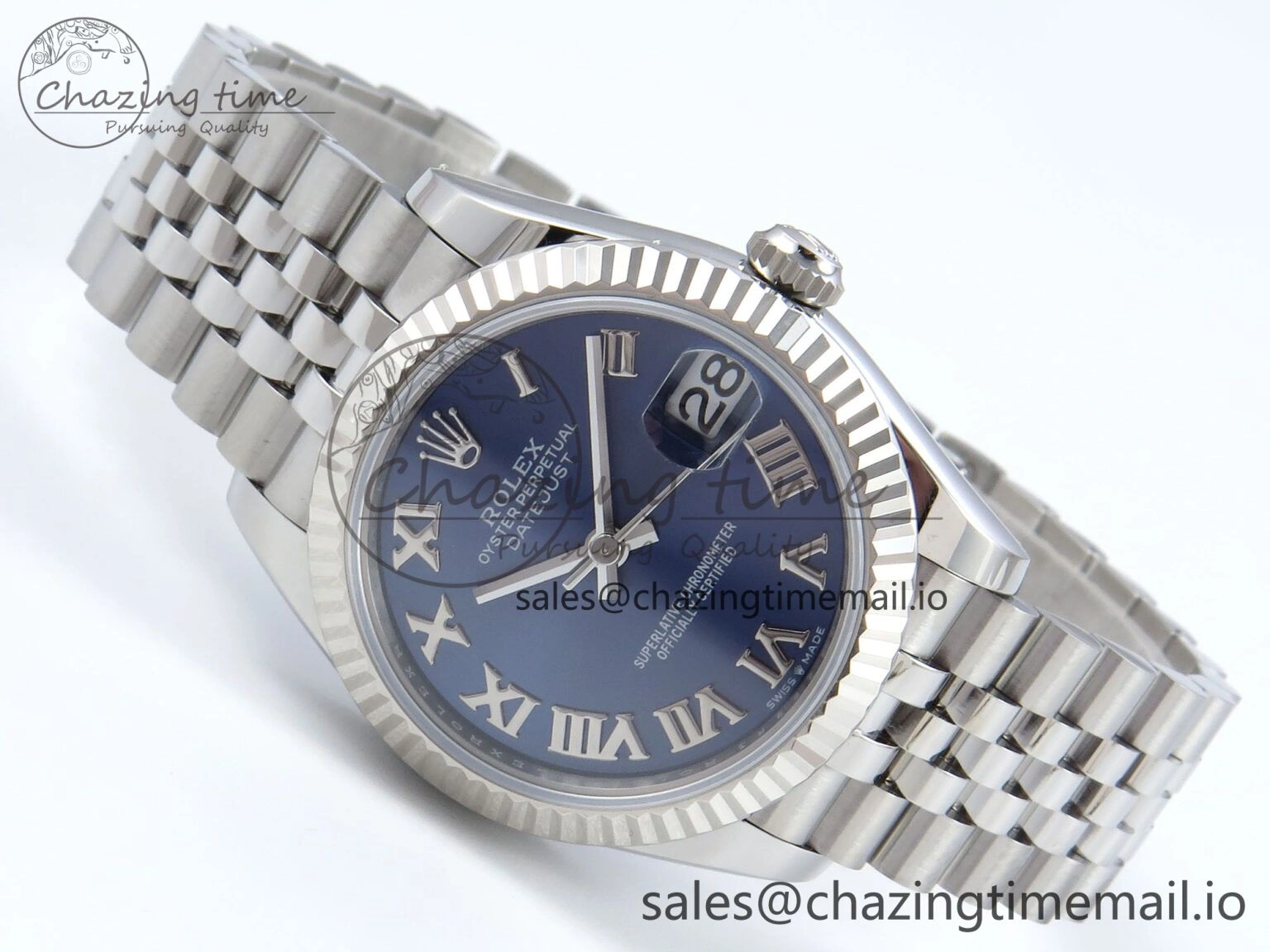 Practical DateJust 31 278274 ARF 1:1 Best Edition 904L Steel Blue Roman Dial on SS Jubilee Bracelet ETA 536