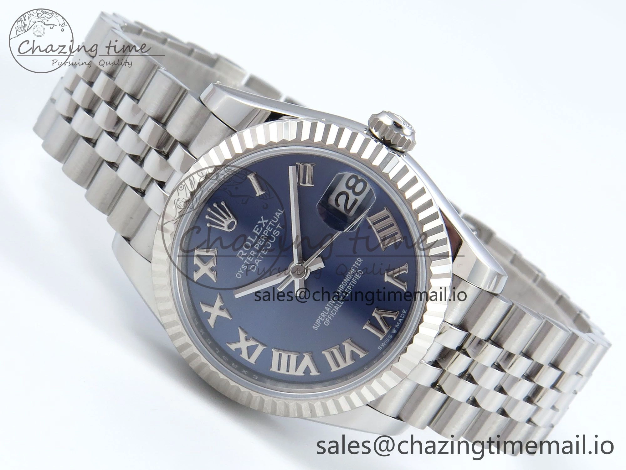 Practical DateJust 31 278274 ARF 1:1 Best Edition 904L Steel Blue Roman Dial on SS Jubilee Bracelet ETA 536