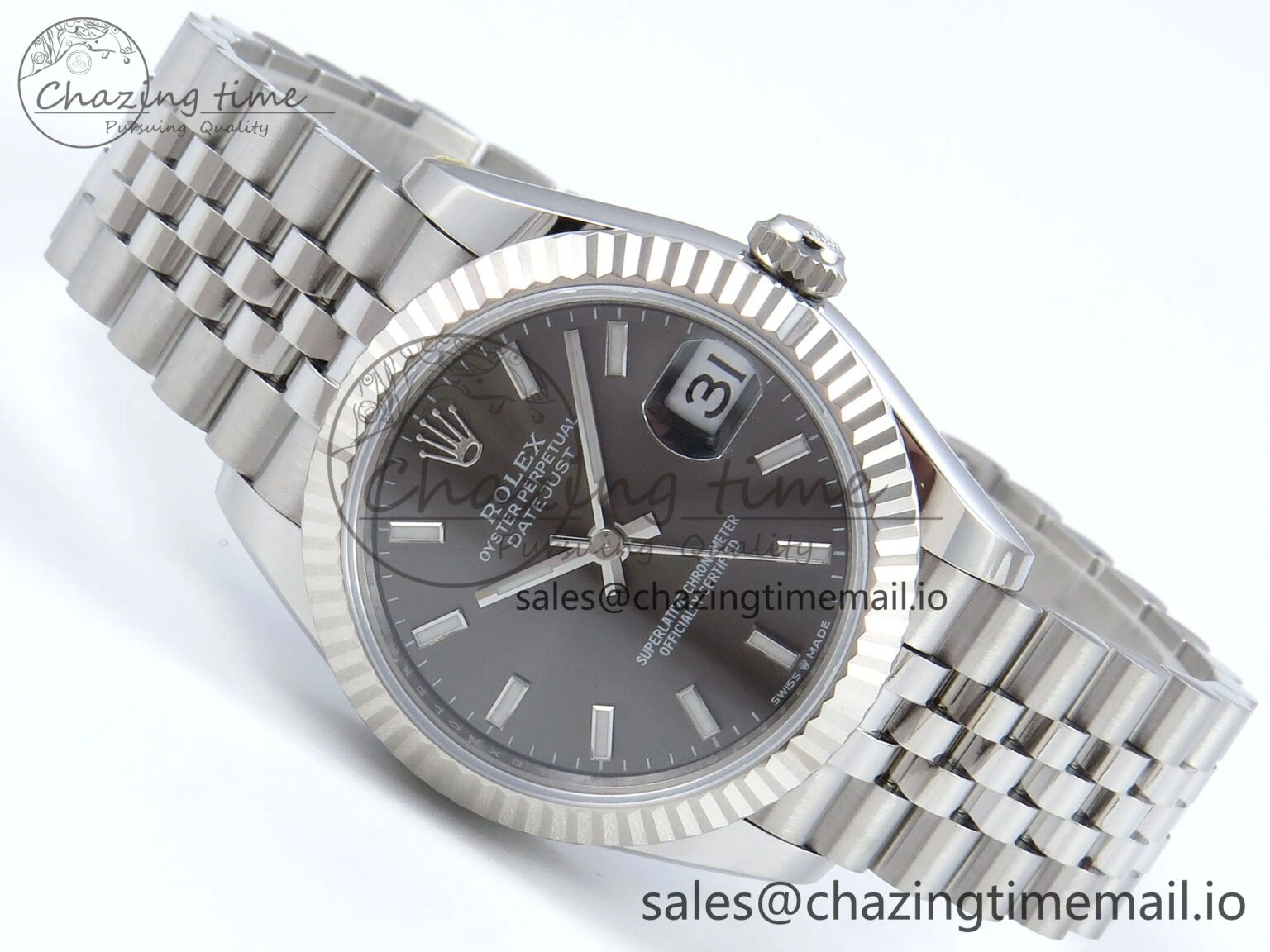 OnTrend DateJust 31 278274 ARF 1:1 Best Edition 904L Steel Gray Dial Stick Marker on SS Jubilee Bracelet ETA 545