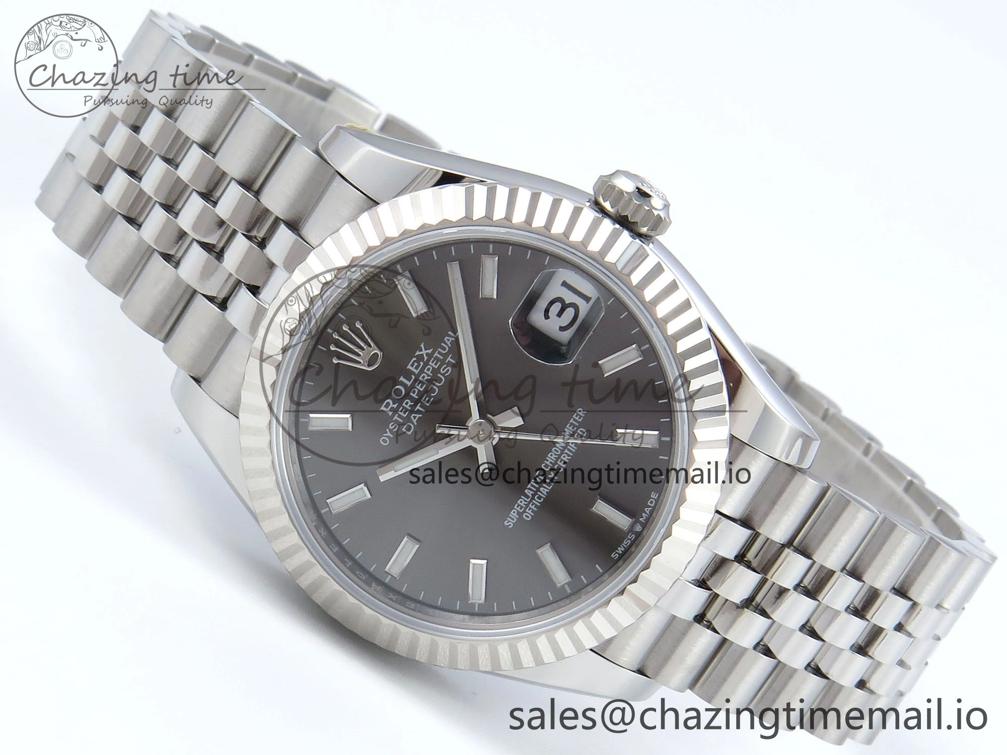 OnTrend DateJust 31 278274 ARF 1:1 Best Edition 904L Steel Gray Dial Stick Marker on SS Jubilee Bracelet ETA 545
