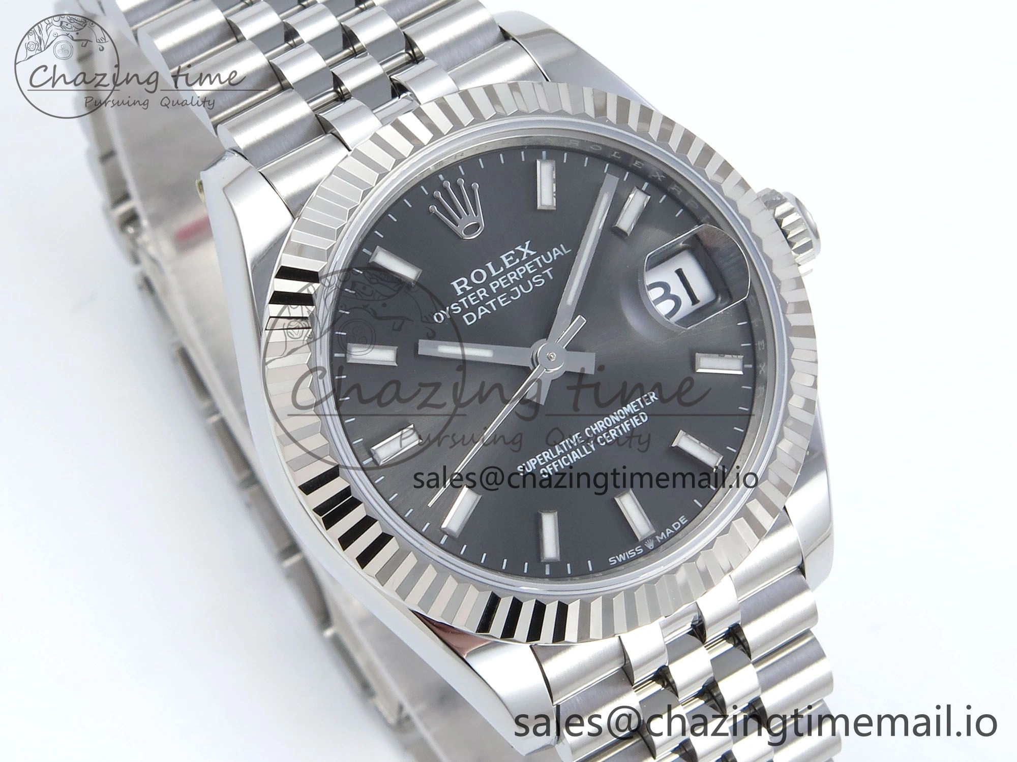 OnTrend DateJust 31 278274 ARF 1:1 Best Edition 904L Steel Gray Dial Stick Marker on SS Jubilee Bracelet ETA 545