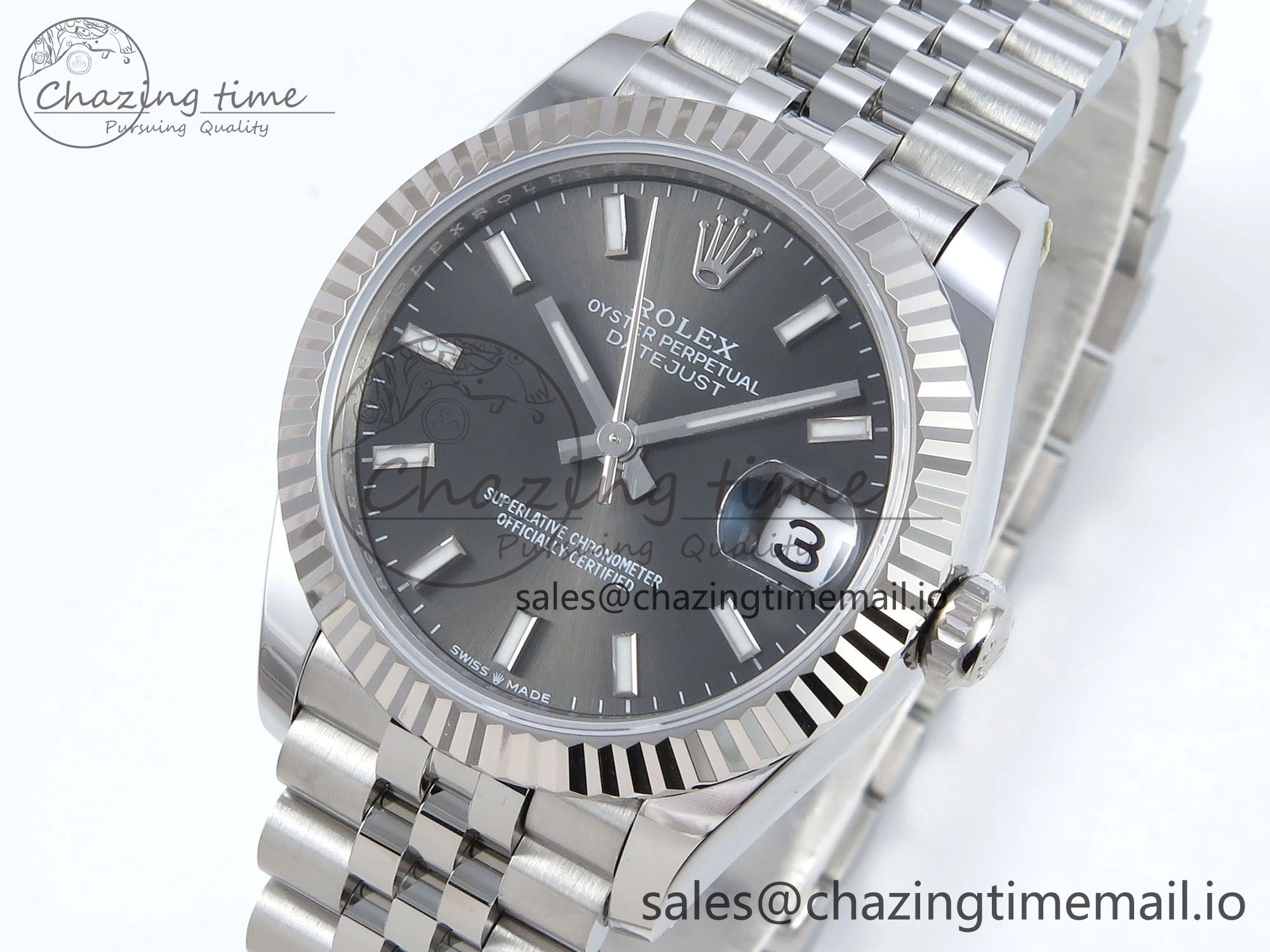 OnTrend DateJust 31 278274 ARF 1:1 Best Edition 904L Steel Gray Dial Stick Marker on SS Jubilee Bracelet ETA 545