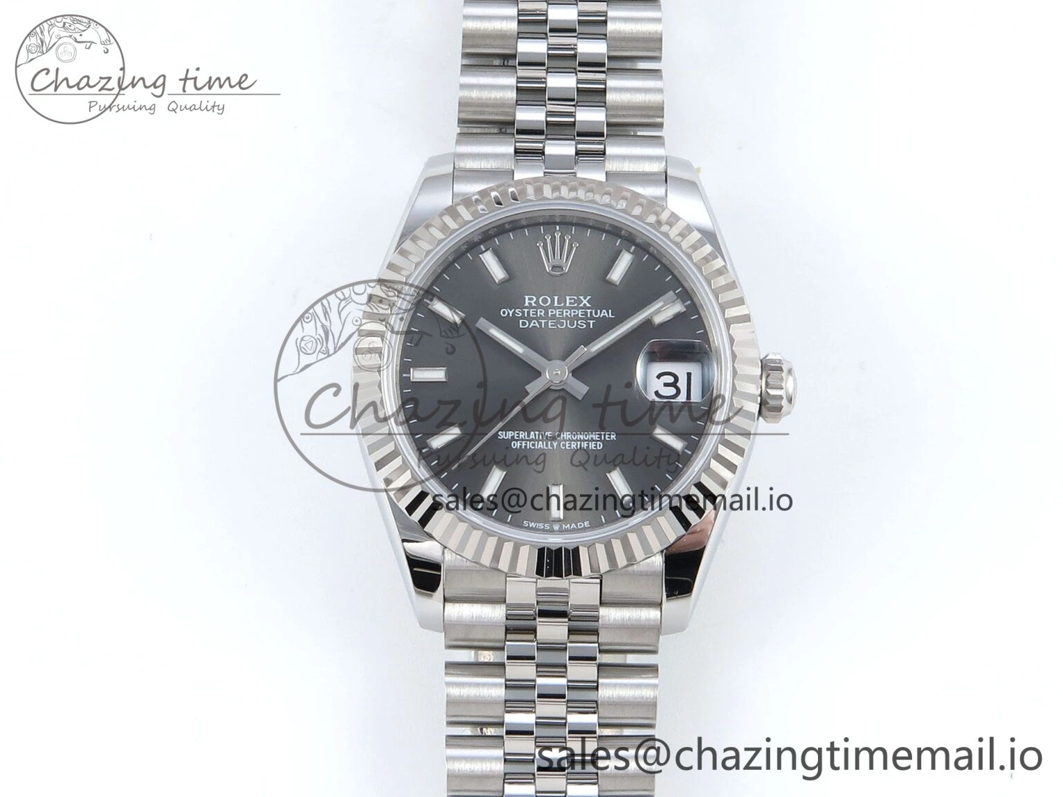 OnTrend DateJust 31 278274 ARF 1:1 Best Edition 904L Steel Gray Dial Stick Marker on SS Jubilee Bracelet ETA 545
