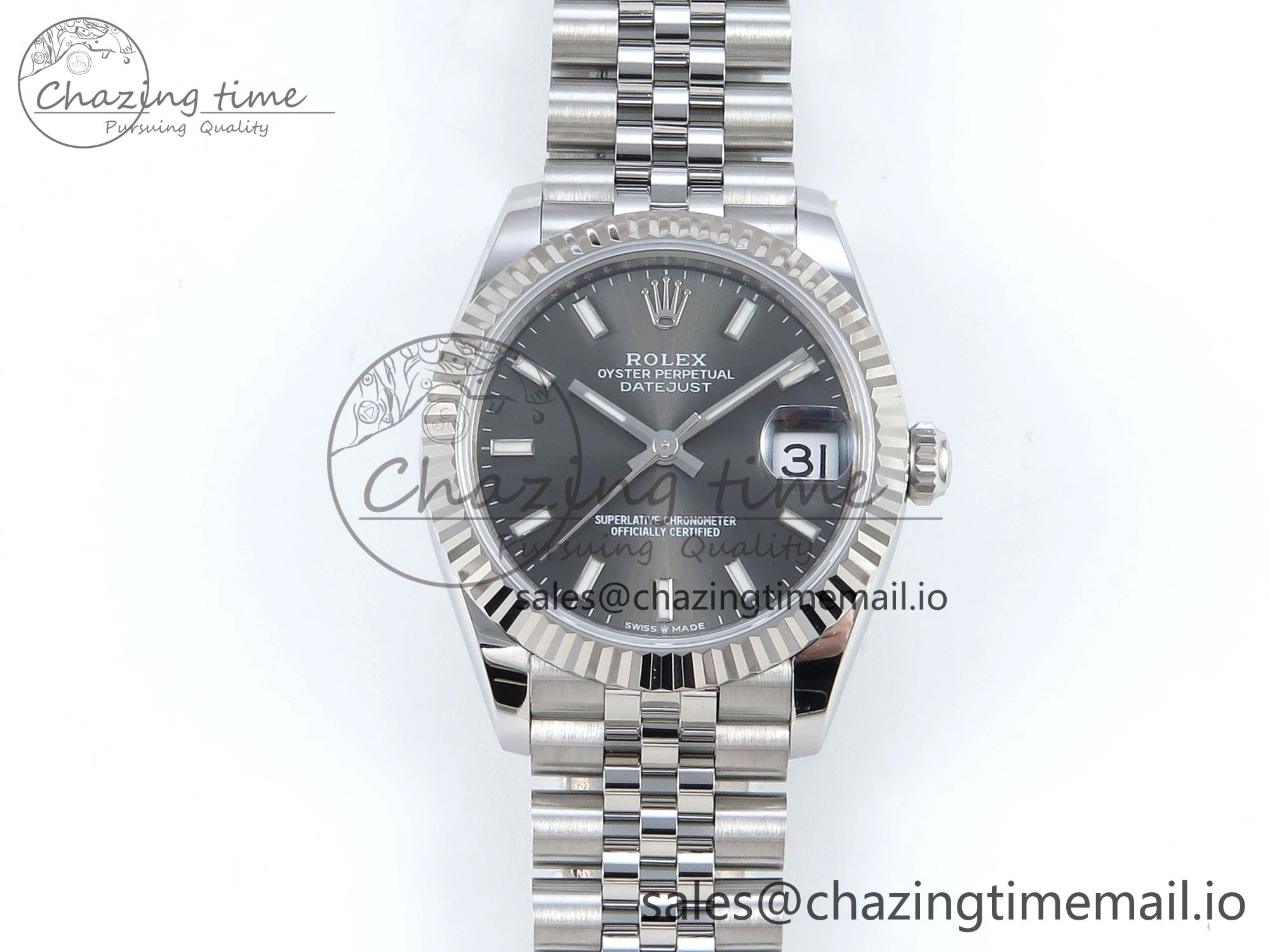 OnTrend DateJust 31 278274 ARF 1:1 Best Edition 904L Steel Gray Dial Stick Marker on SS Jubilee Bracelet ETA 545